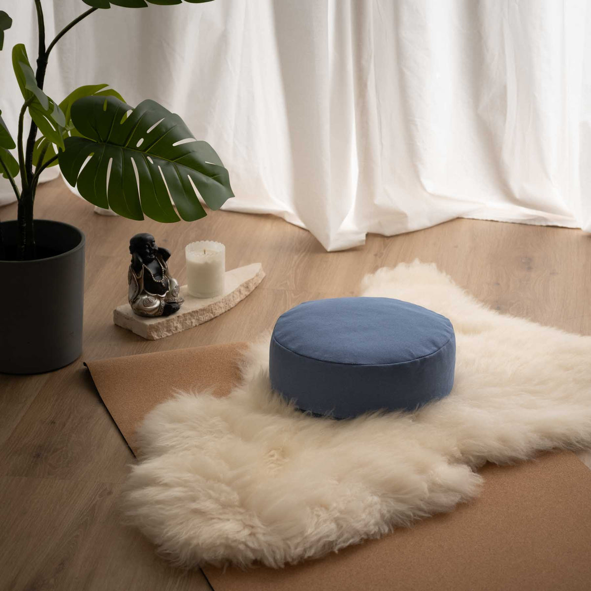 Meditationskissen rund uni SMALL zum Reisen blue-sky