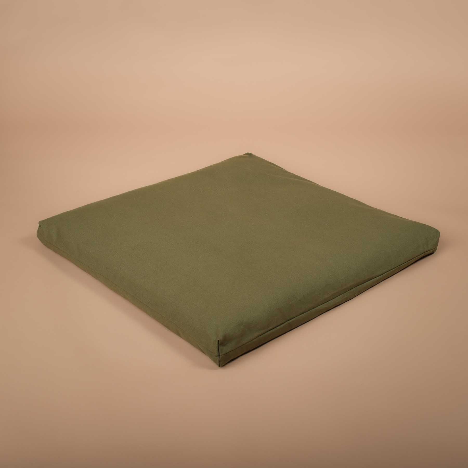 Meditationsmatte Zabuton Meditationsunterlage Baumwolle olive grün