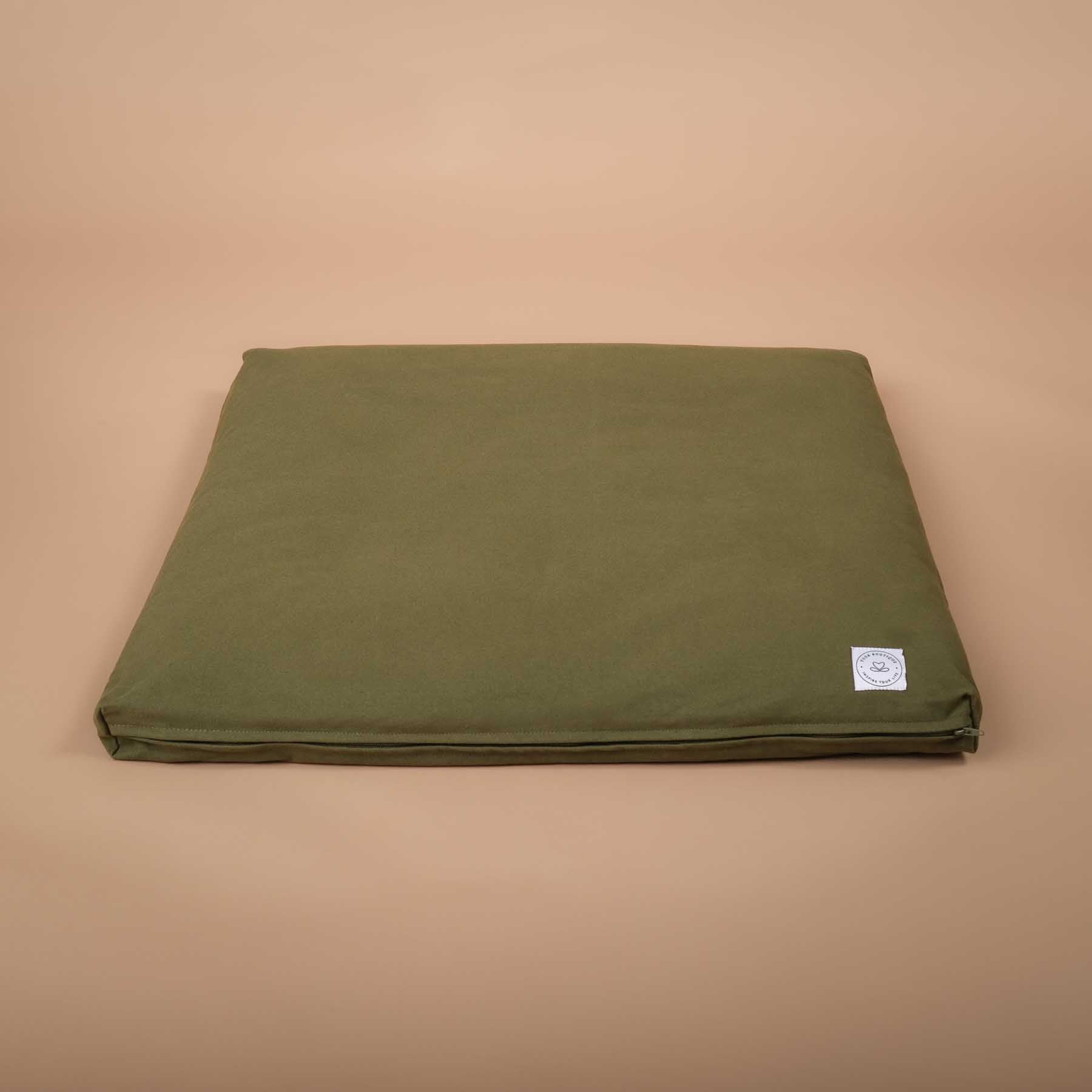 Meditationsmatte Zabuton Meditationsunterlage Baumwolle olive grün