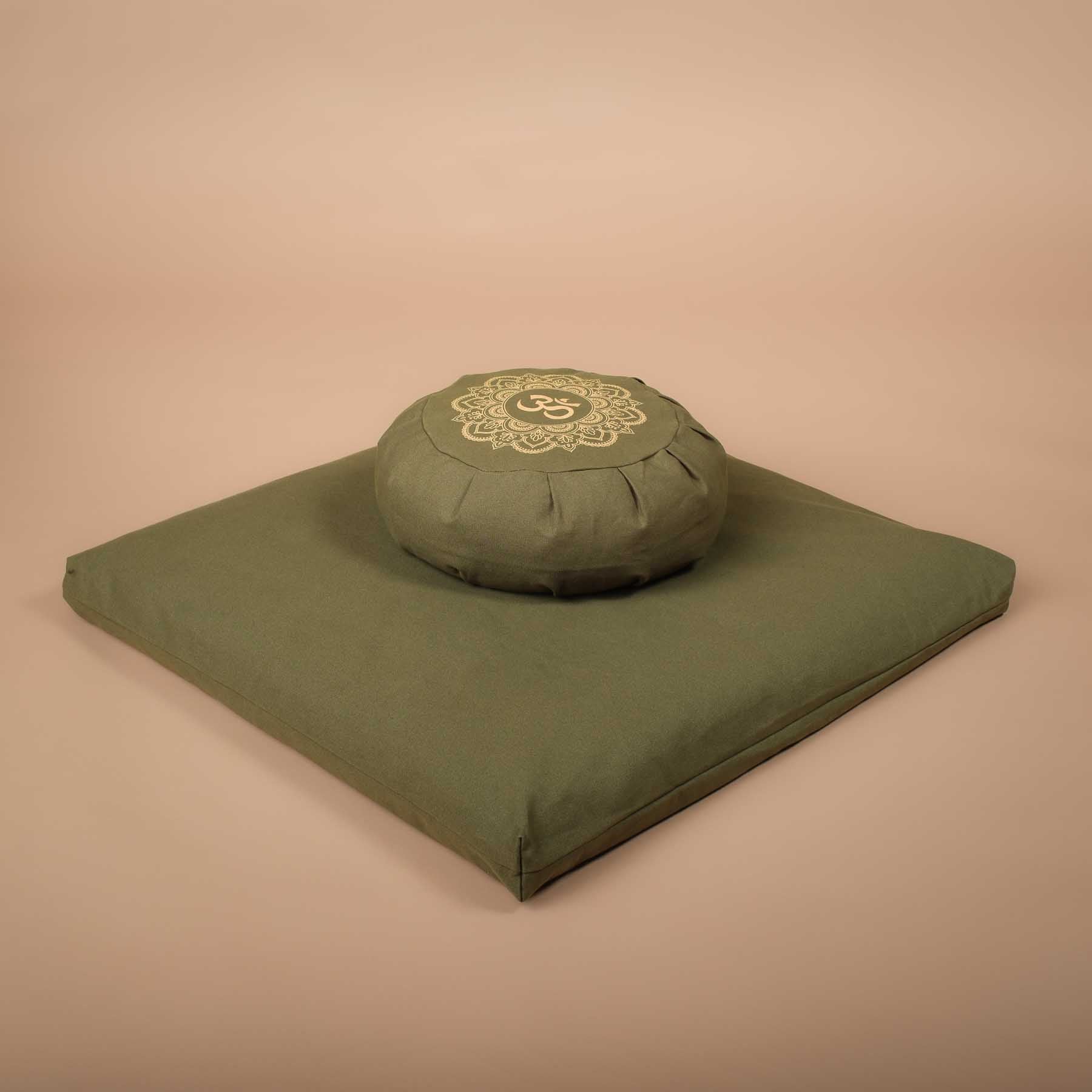 Meditationsmatte Zabuton Meditationsunterlage Baumwolle olive grün