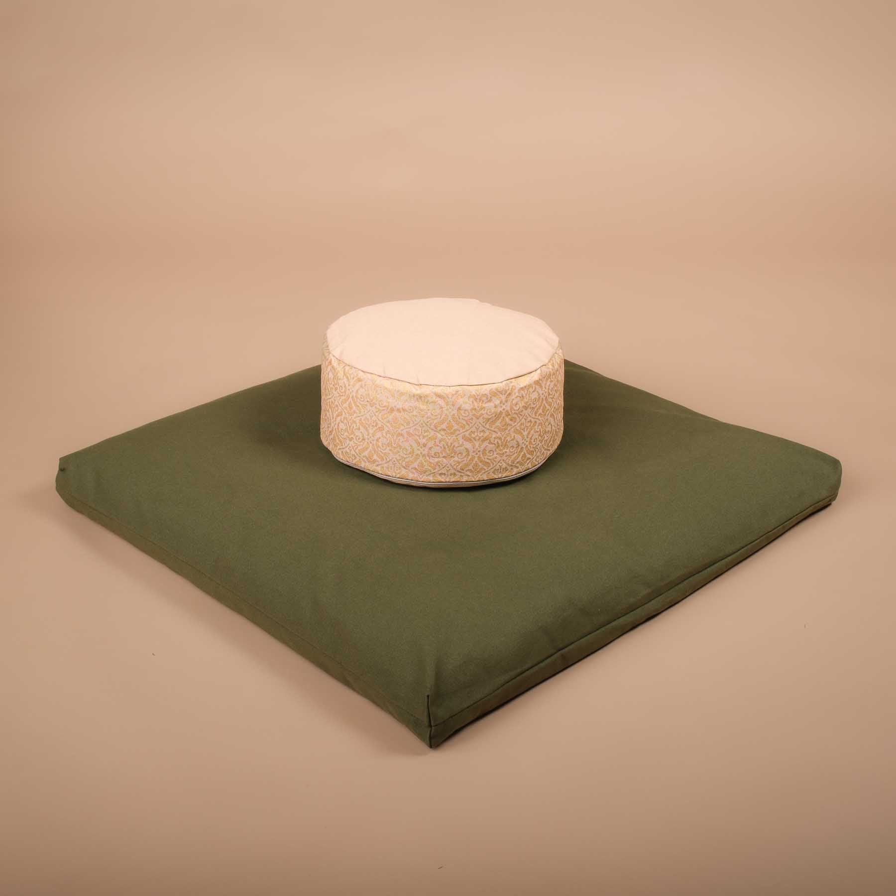 Meditationsmatte Zabuton Meditationsunterlage Baumwolle olive grün