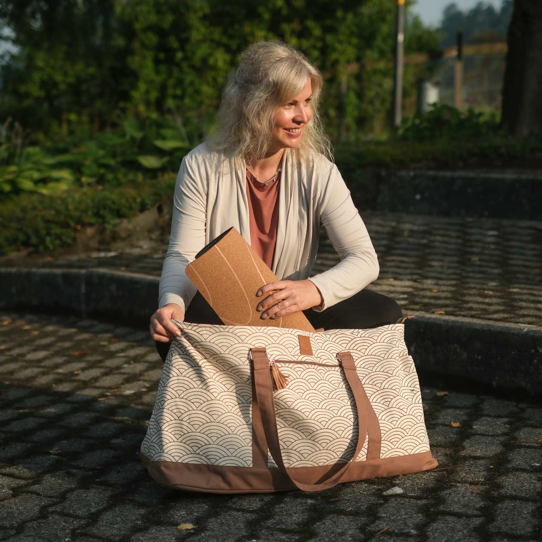 Yoga Tasche gross - Reisetasche Waves brown-earth