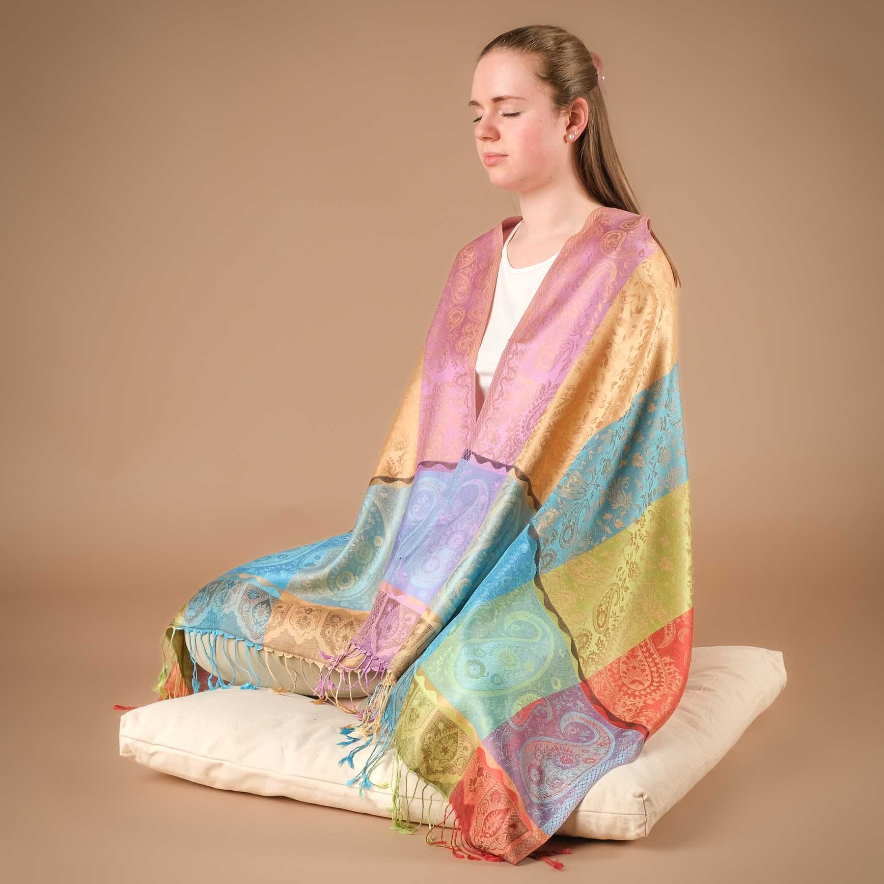 Meditationstuch Schal Seide Arcobaleno