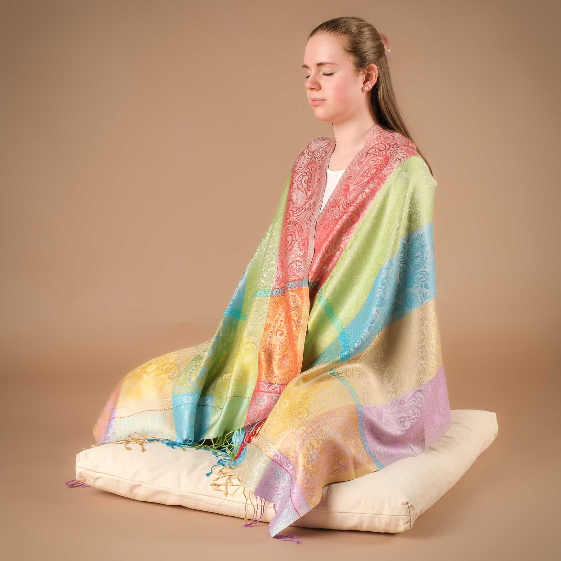 Meditationstuch Schal Seide Bonheur