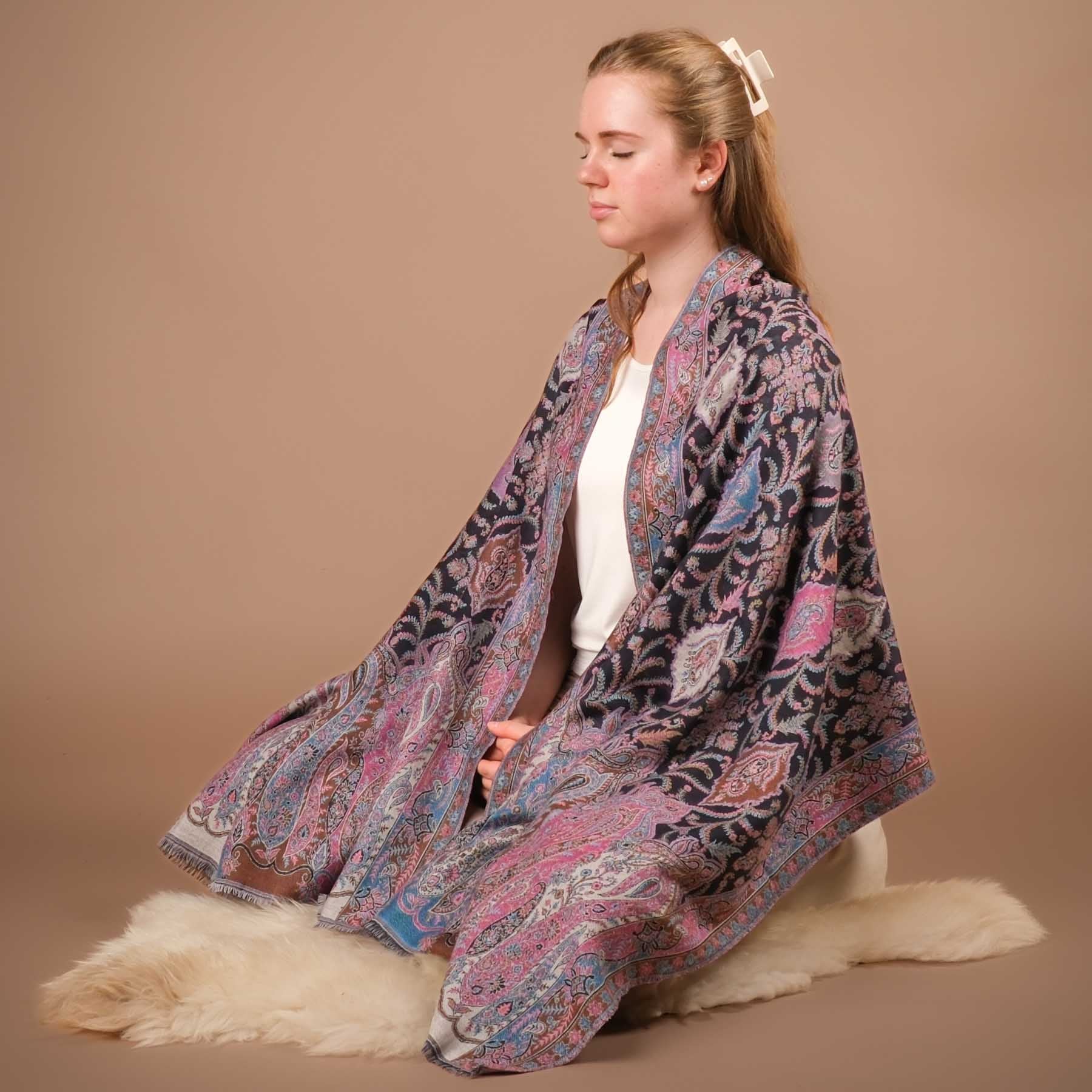 Meditationstuch Schal Kani Wolle/Baumwolle Ananda