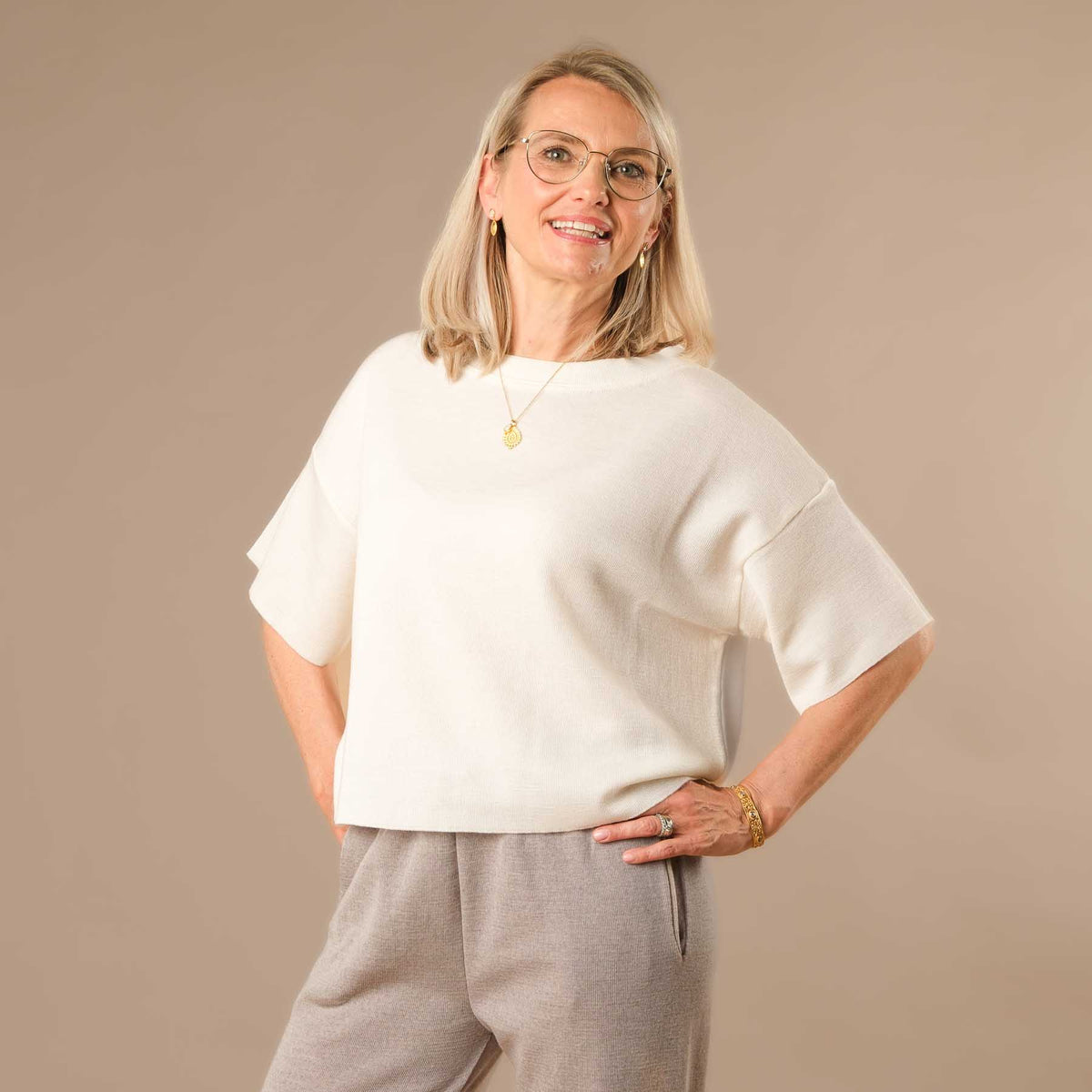 Boxy T-Shirt 100% Merino Swiss made off white
