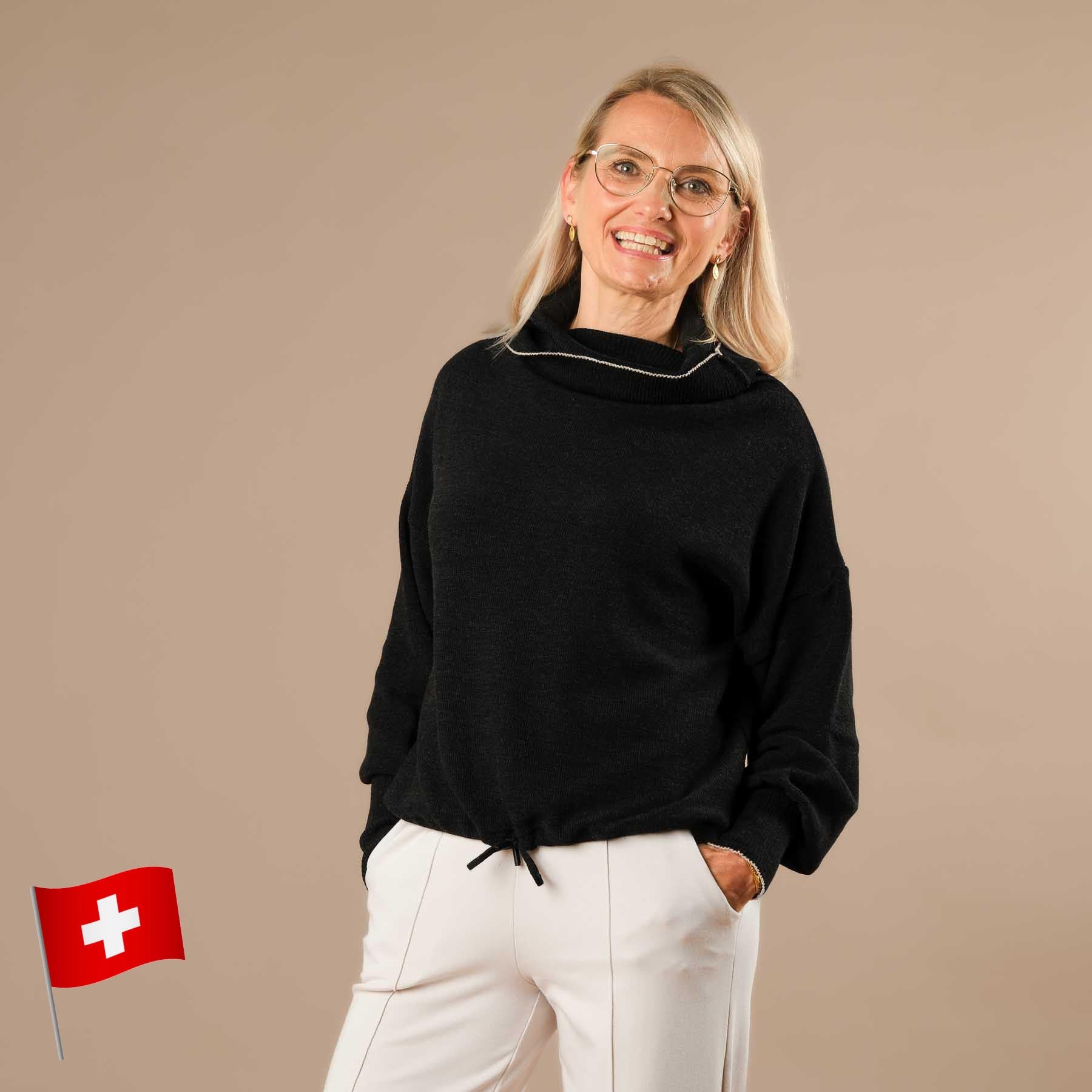 Merino Rollkragen Pullover nachhaltig und Swiss made anthrazit