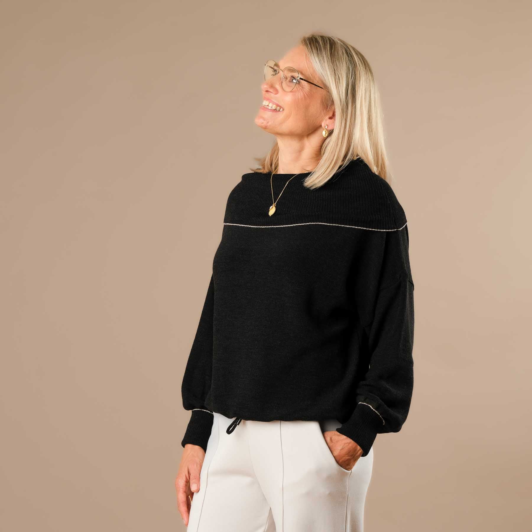 Merino Rollkragen Pullover nachhaltig und Swiss made anthrazit