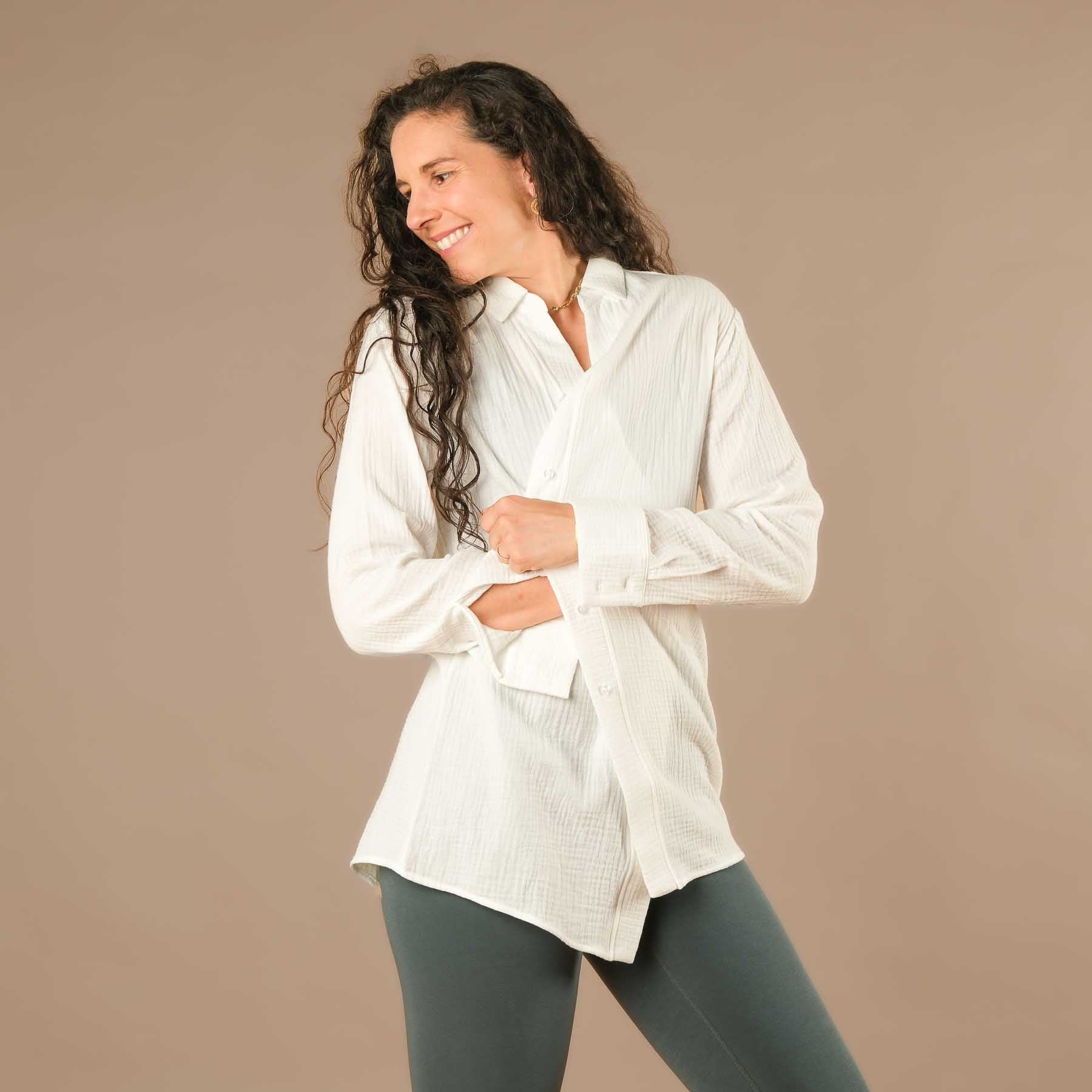 Musselin Bluse Tunika Damen weiss
