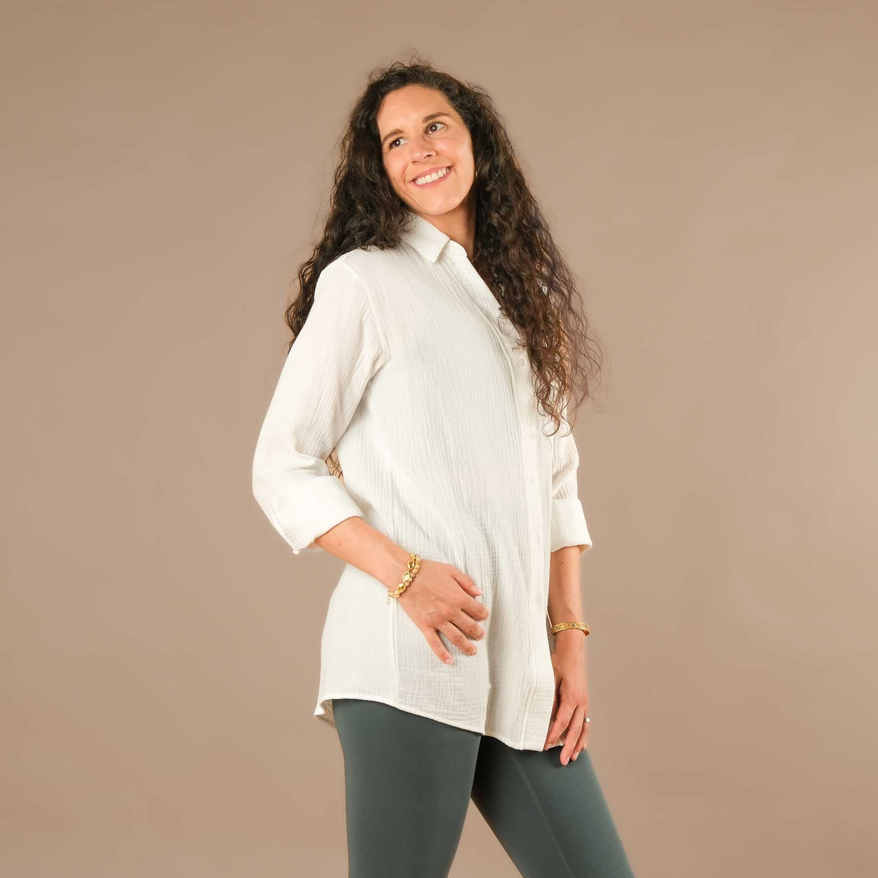 Musselin Bluse Tunika Damen weiss