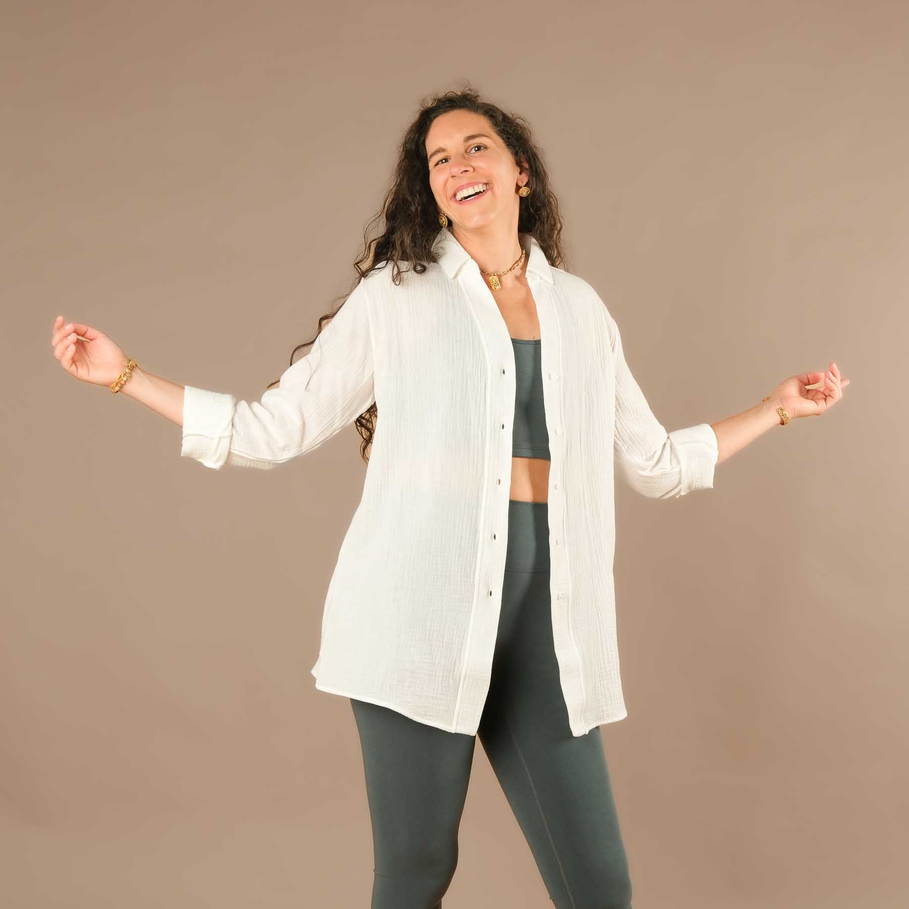 Musselin Bluse Tunika Damen weiss