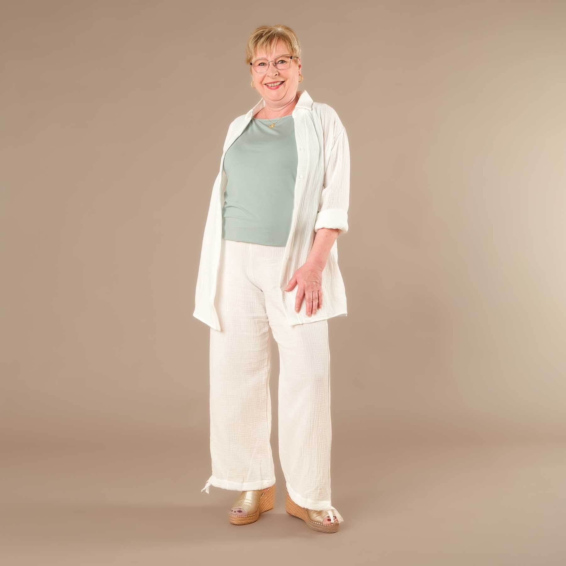 Musselin Bluse Tunika Damen weiss