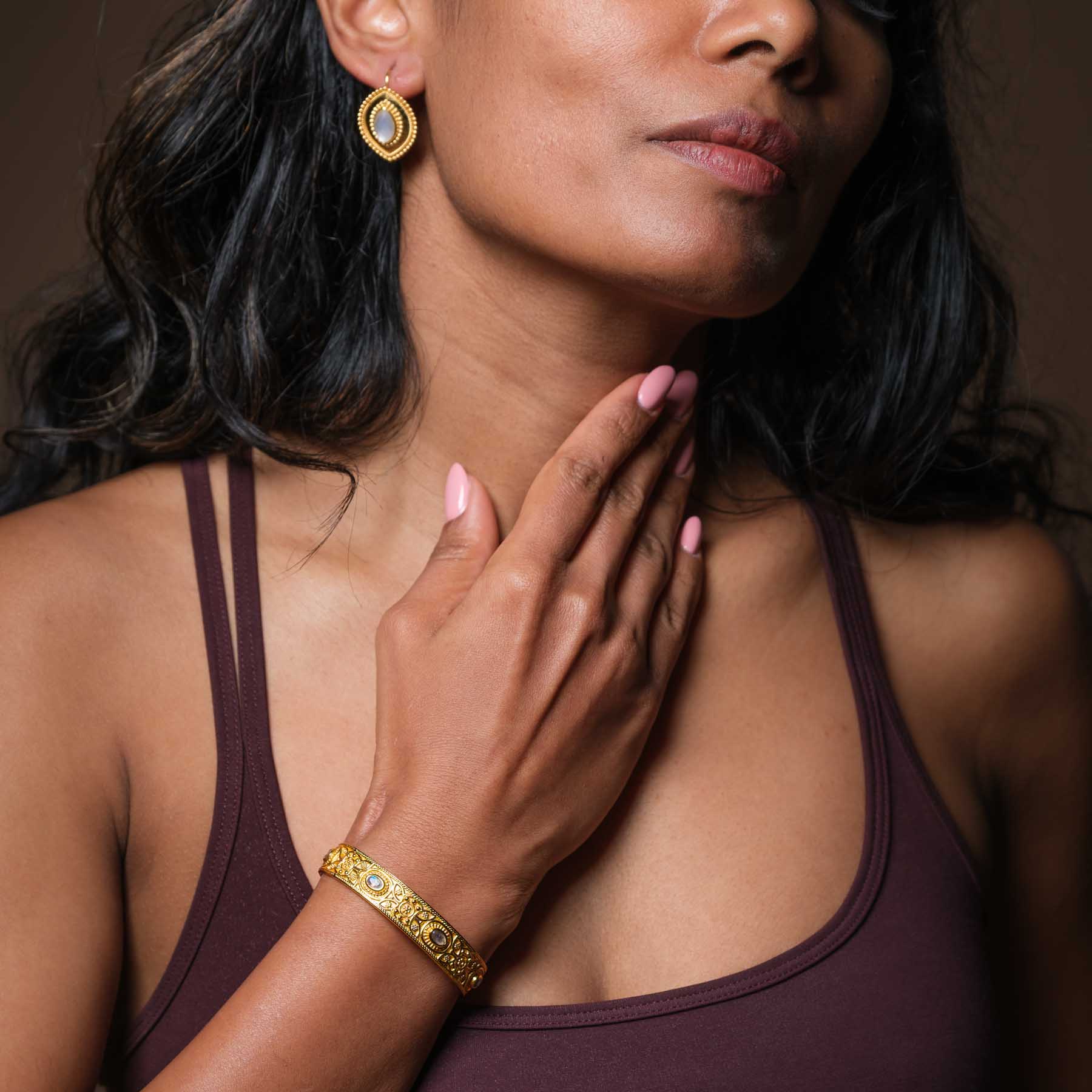 Orecchini Devi con cristallo di rocca oro