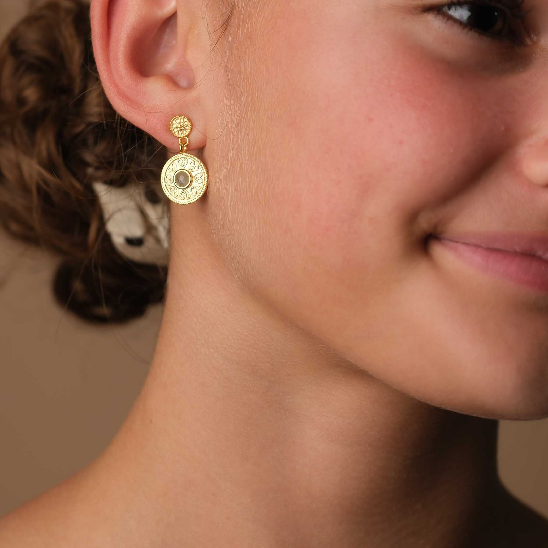 Ohrhänger Mandala Love mit Labradorit gold