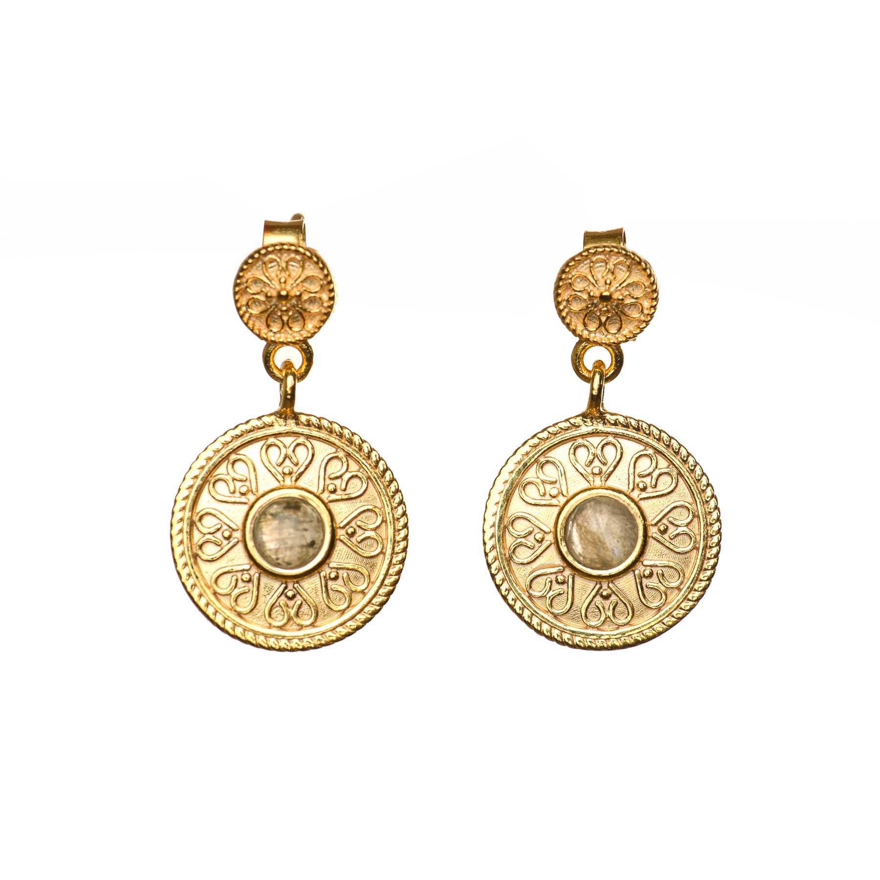 Ohrhänger Mandala Love mit Labradorit gold