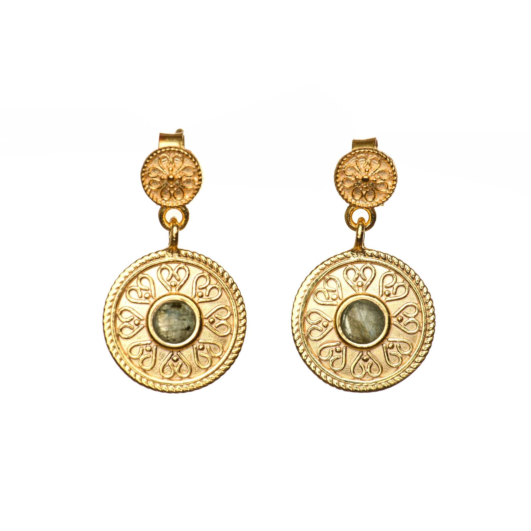 Ohrhänger Mandala Love mit Labradorit gold