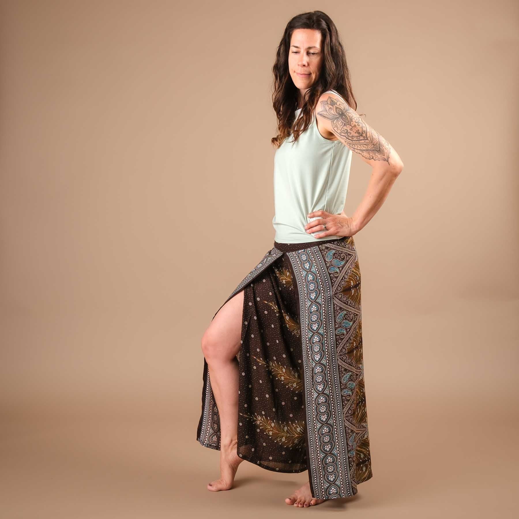 Palazzo Hose Marlenehose Feather braun