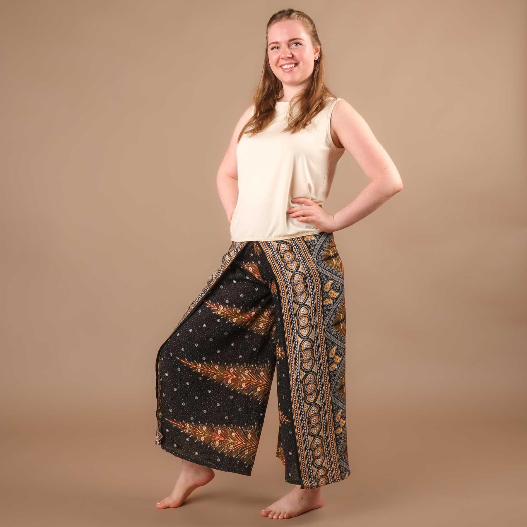 Palazzo Hose Marlenehose Feather schwarz