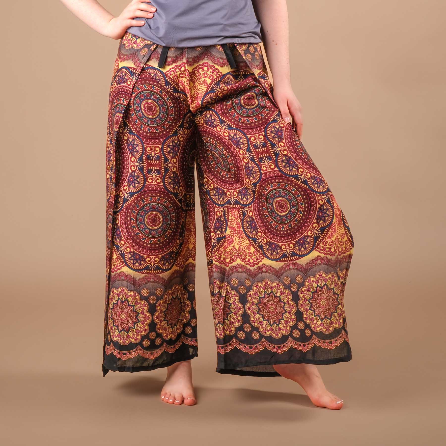 Palazzo Wrap Hose Mandala berry luftig leichter Stoff