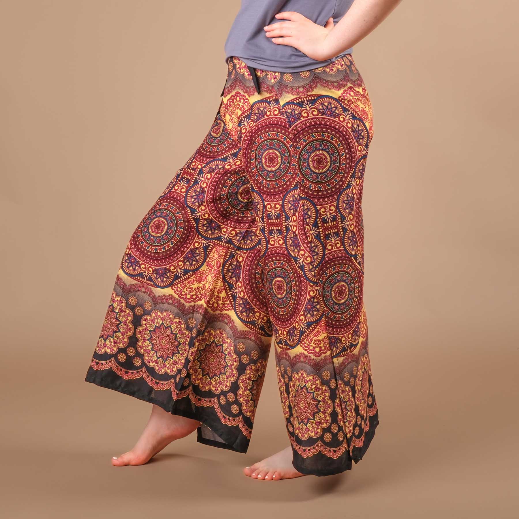 Palazzo Wrap Hose Mandala berry luftig leichter Stoff