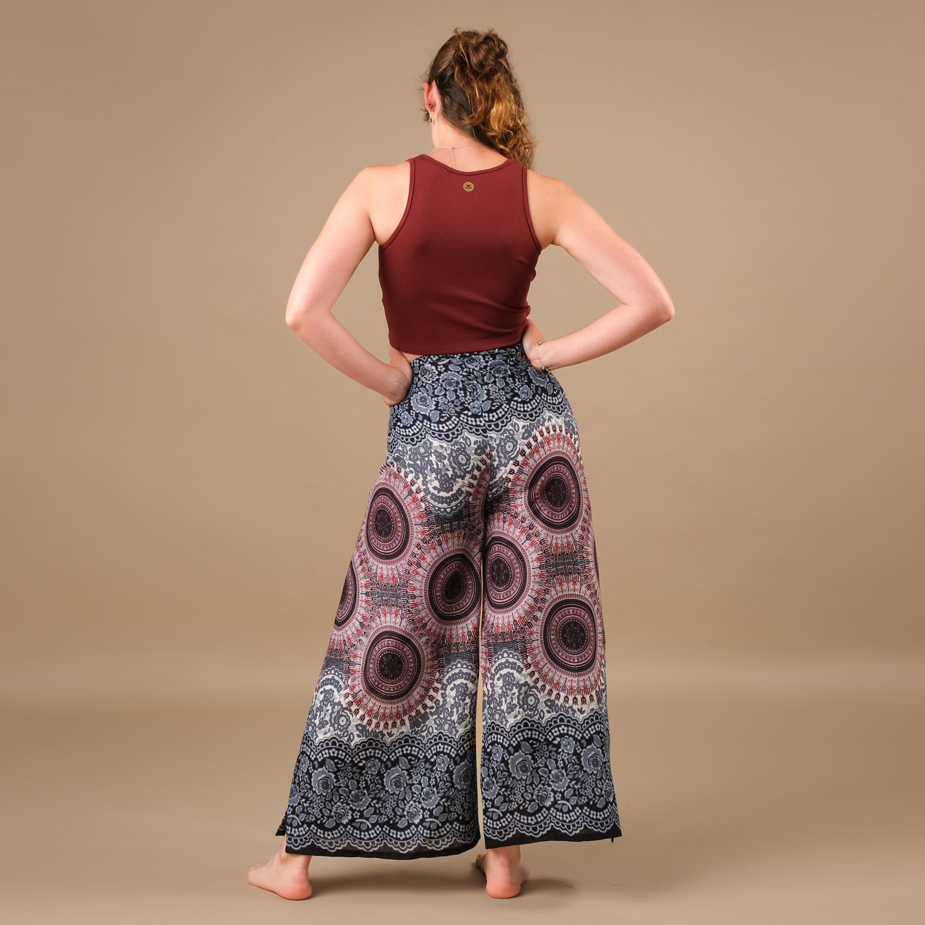 Palazzo Wrap Hose Mandala weiss luftig leichter Stoff