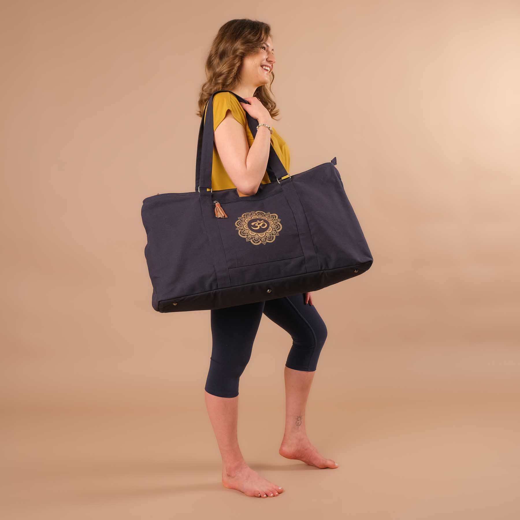 Yoga Tasche gross - Reisetasche Baumwolle Mandala OM navy