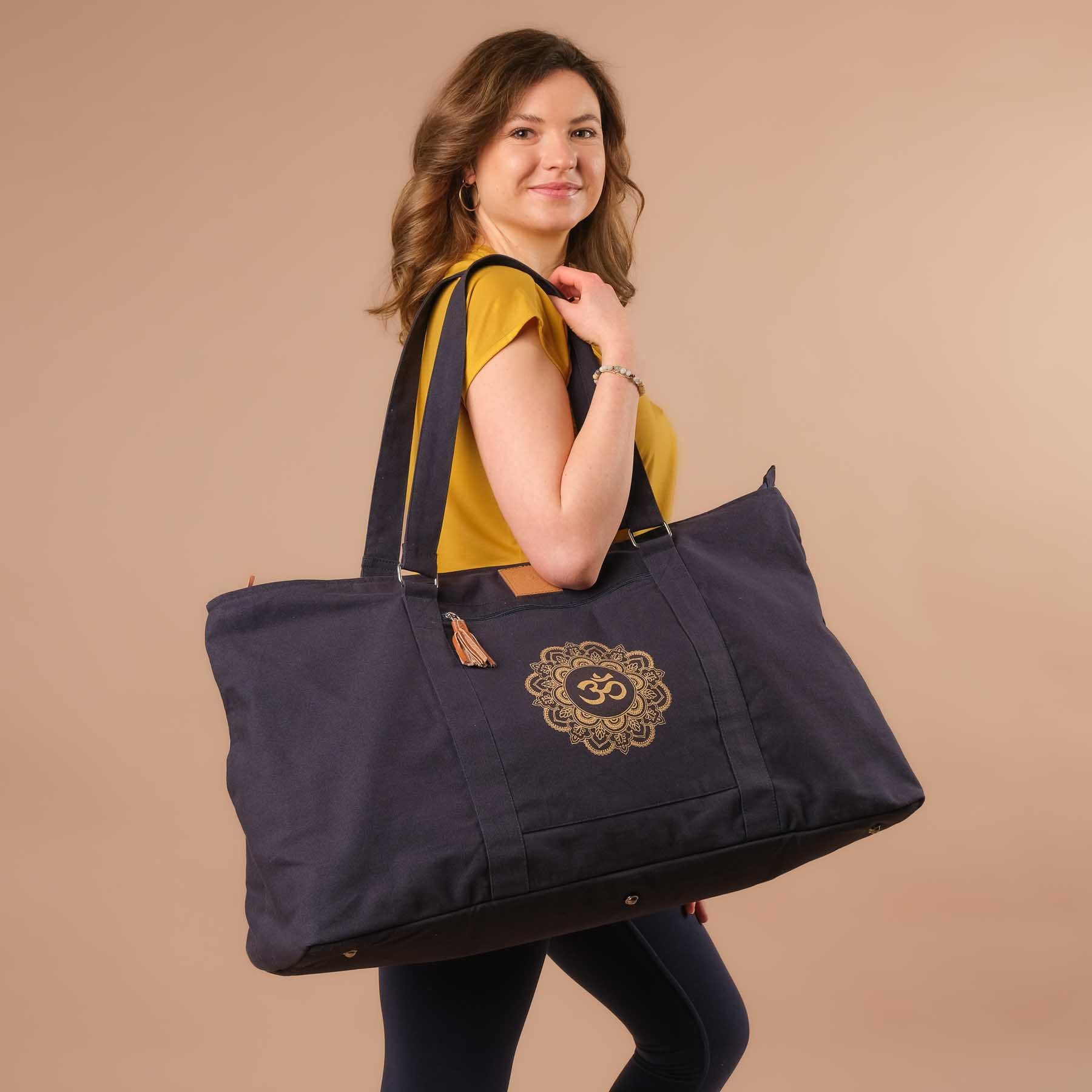 Yoga Tasche gross - Reisetasche Baumwolle Mandala OM navy