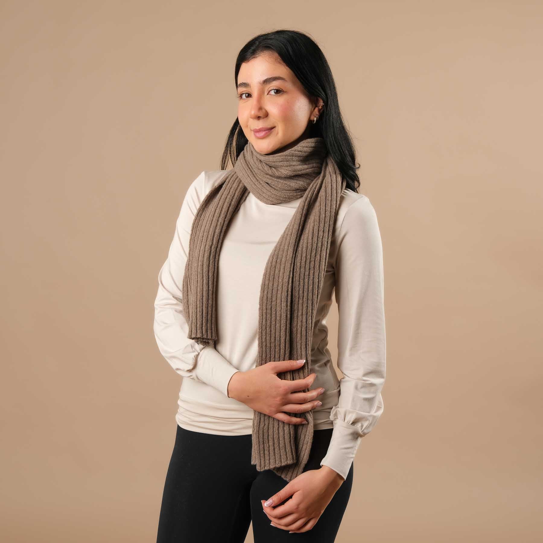 Kaschmir Schal gerippt braun