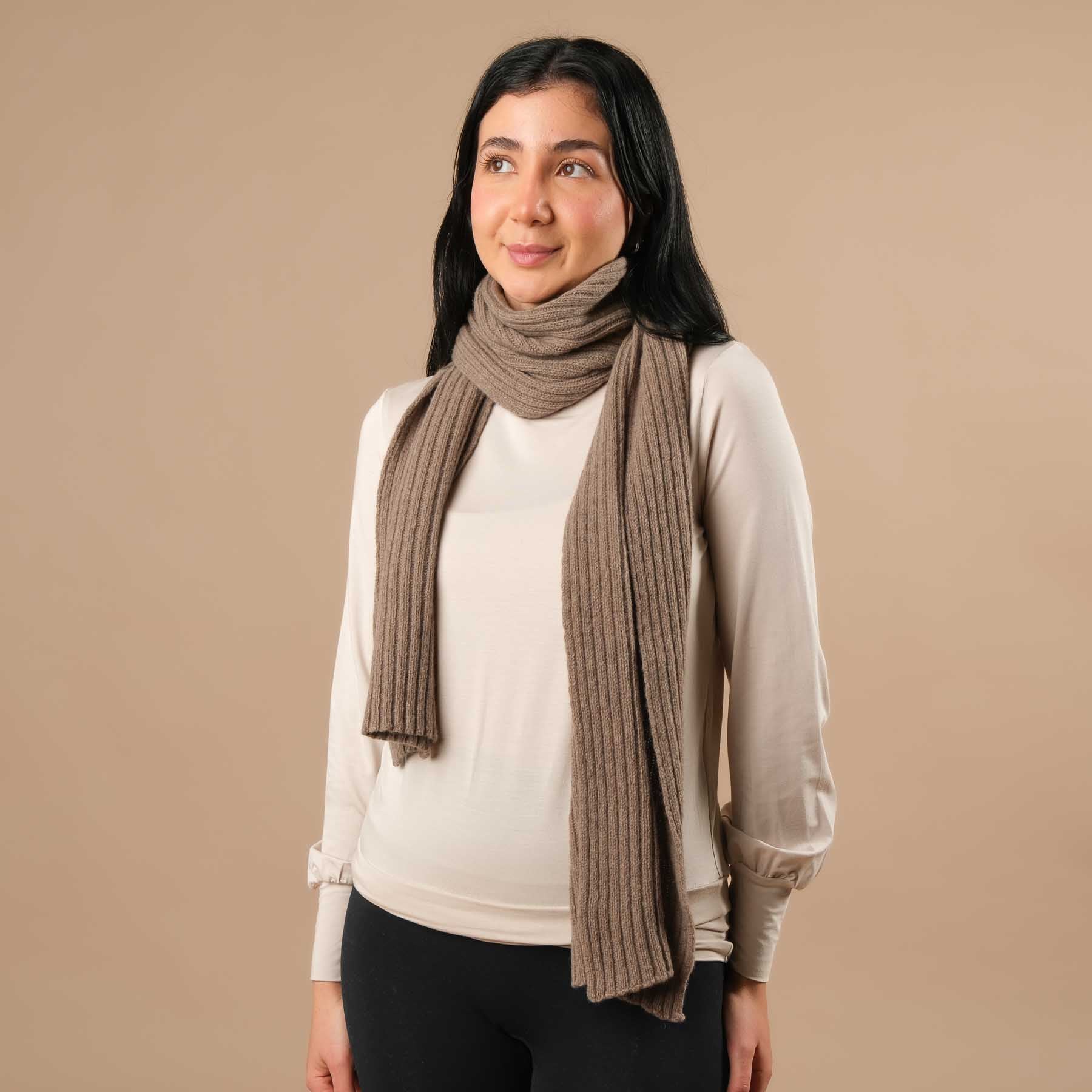 Kaschmir Schal gerippt braun