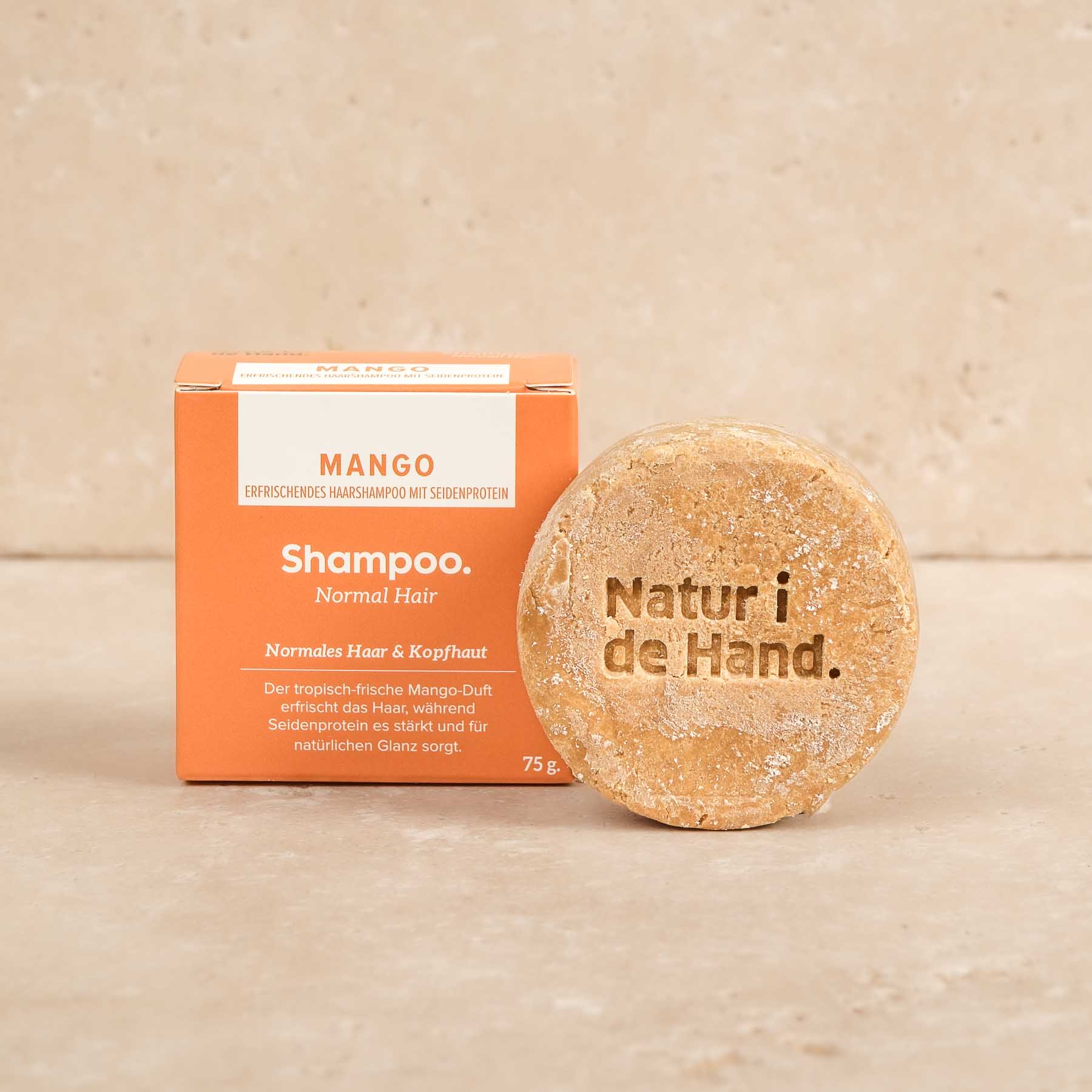 Haarseife - Shampoo Bar - Mango. Beste Inhaltsstoffe für die ganze Familie, in der Schweiz produziert.