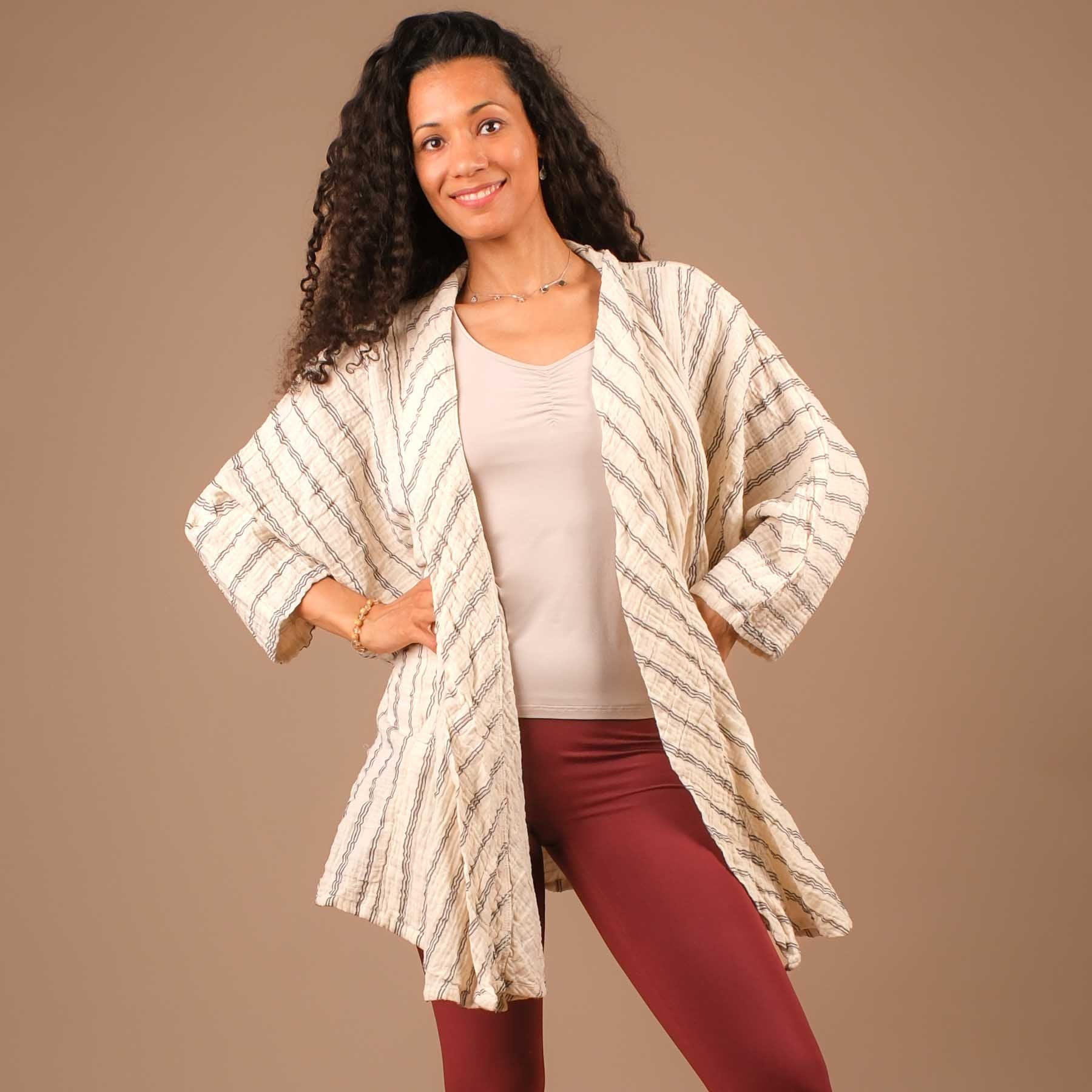 Sommer Cardigan aus Baumwolle elfenbein-weiss