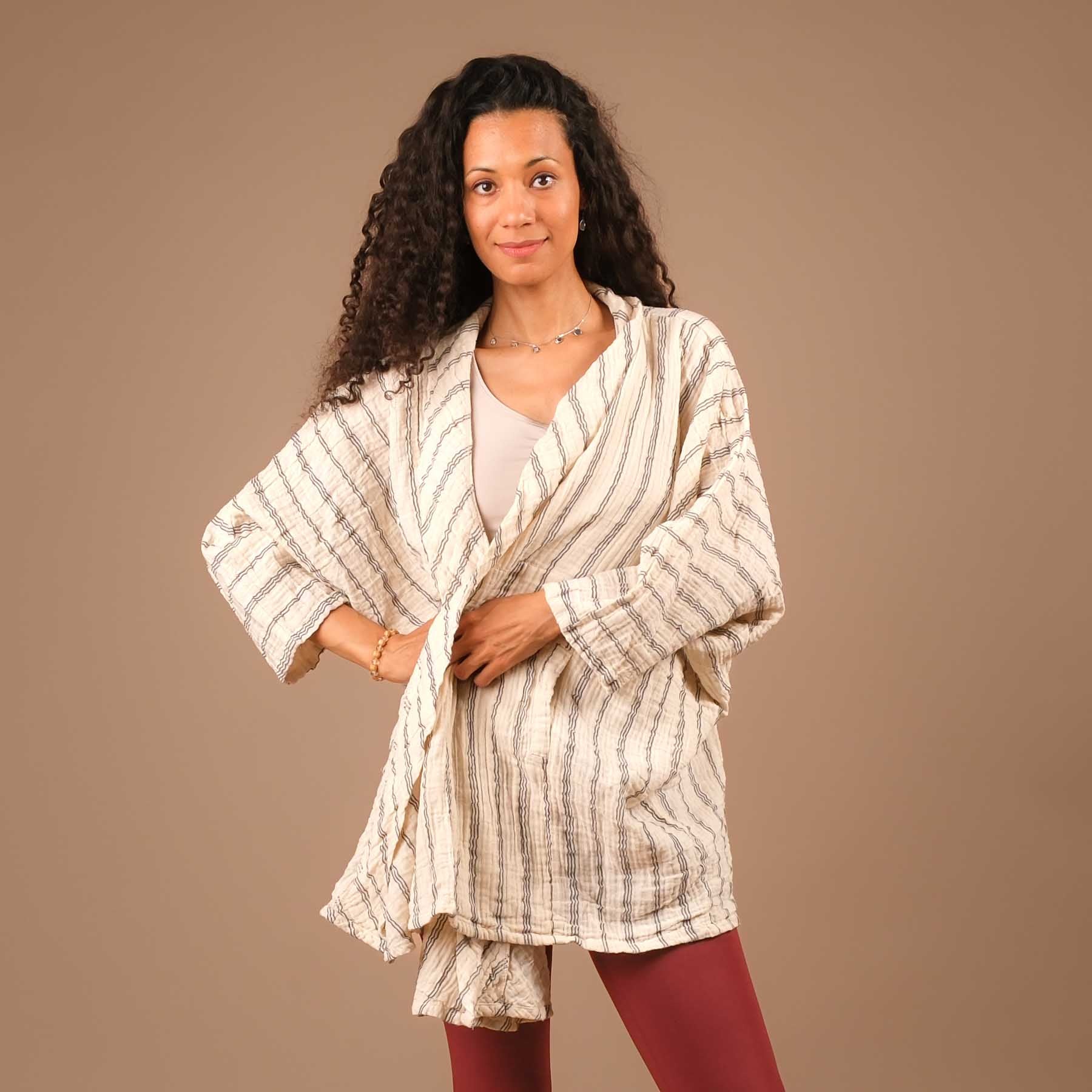 Sommer Cardigan aus Baumwolle elfenbein-weiss