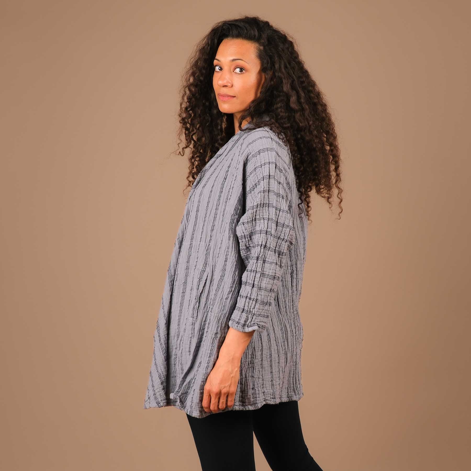 Sommer Cardigan aus Baumwolle graublau