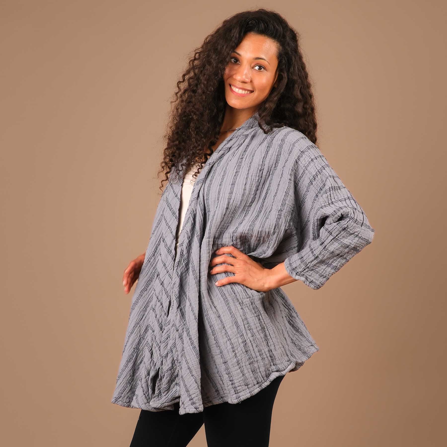 Sommer Cardigan aus Baumwolle graublau