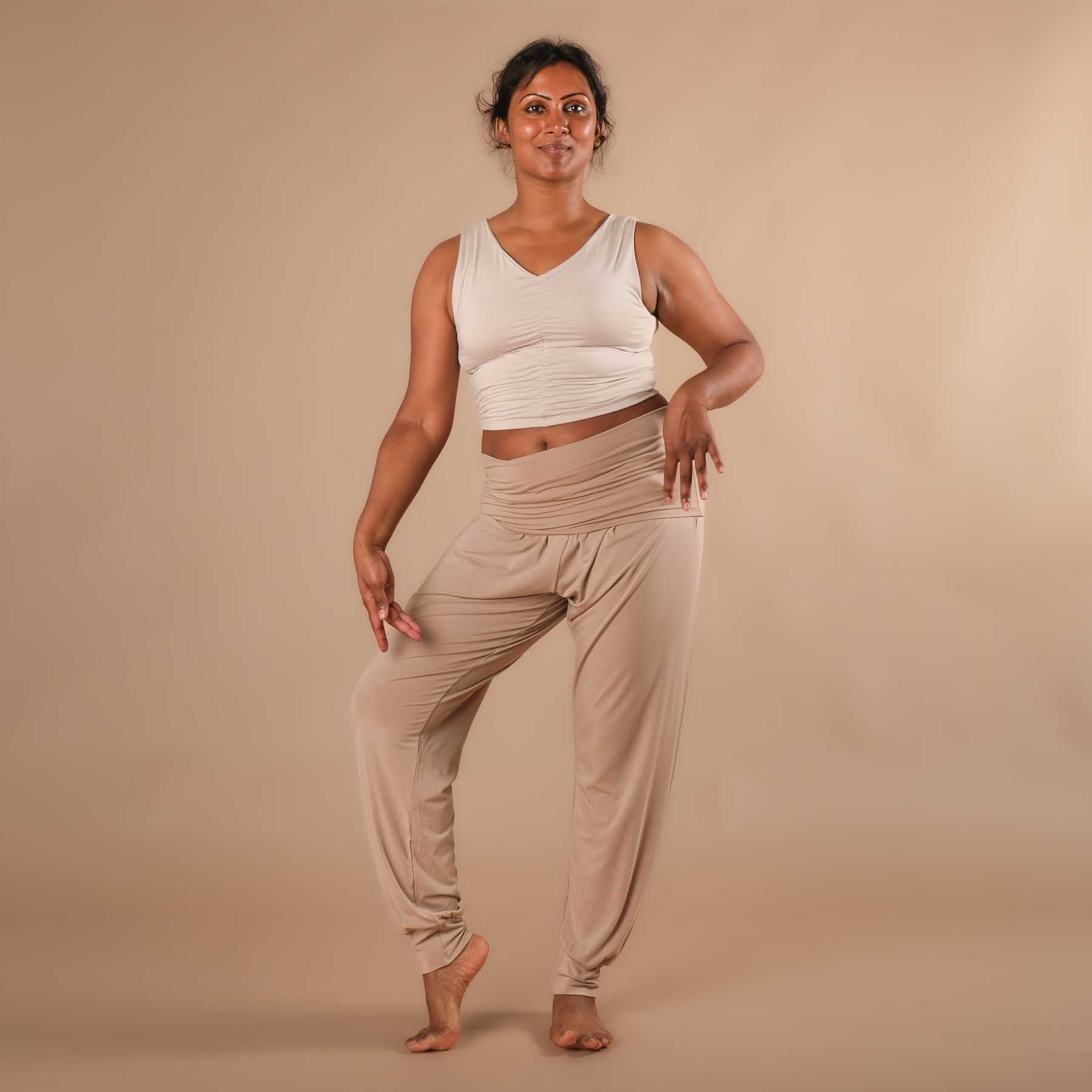 Sommer Crop Top gerafft Comfy sand