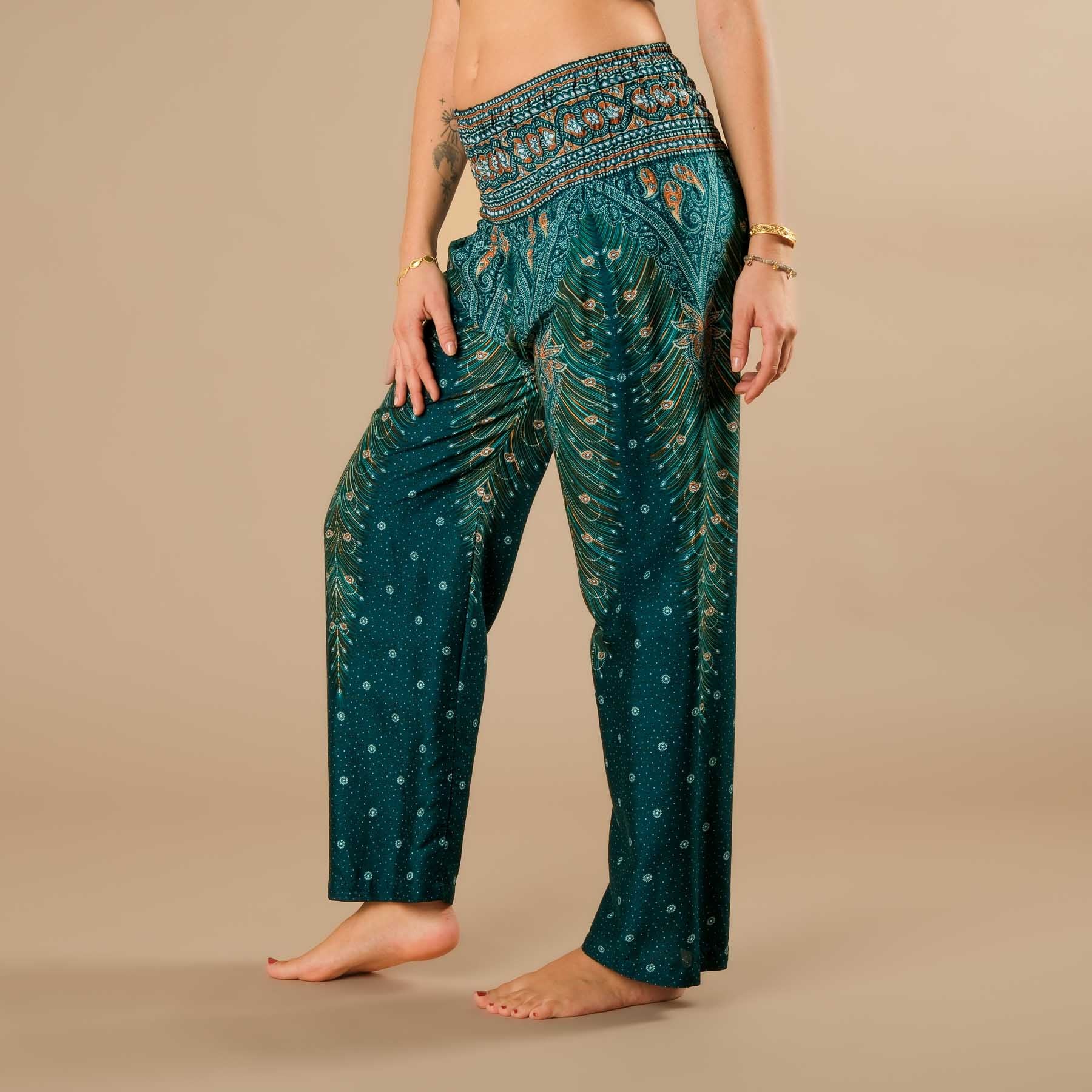 Pantalon d'été Palazzo Plume turquoise