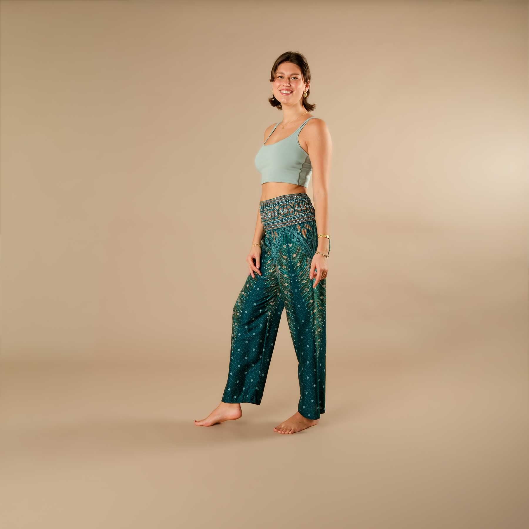 Pantalon d'été Palazzo Plume turquoise