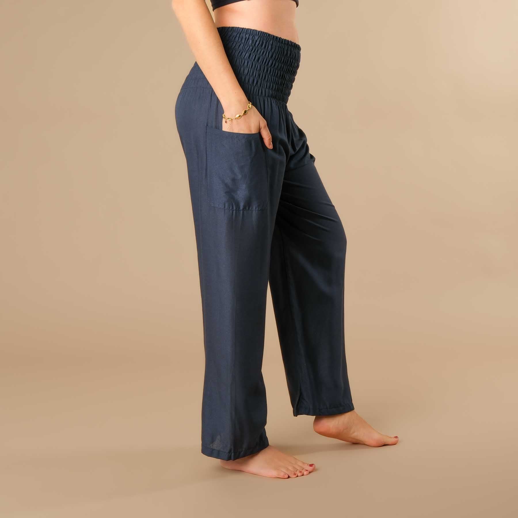 Pantalon d'été Palazzo uni navy