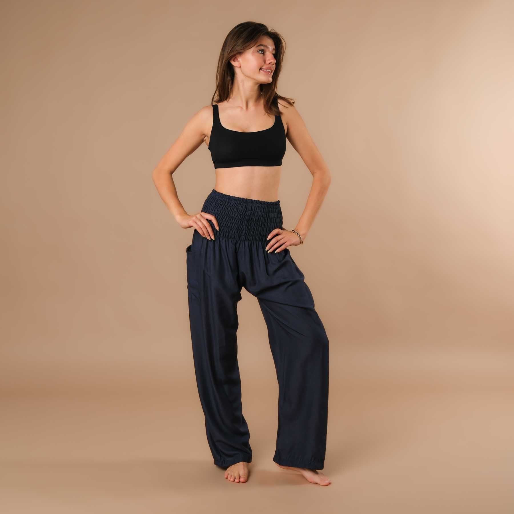 Pantalon d'été Palazzo uni navy