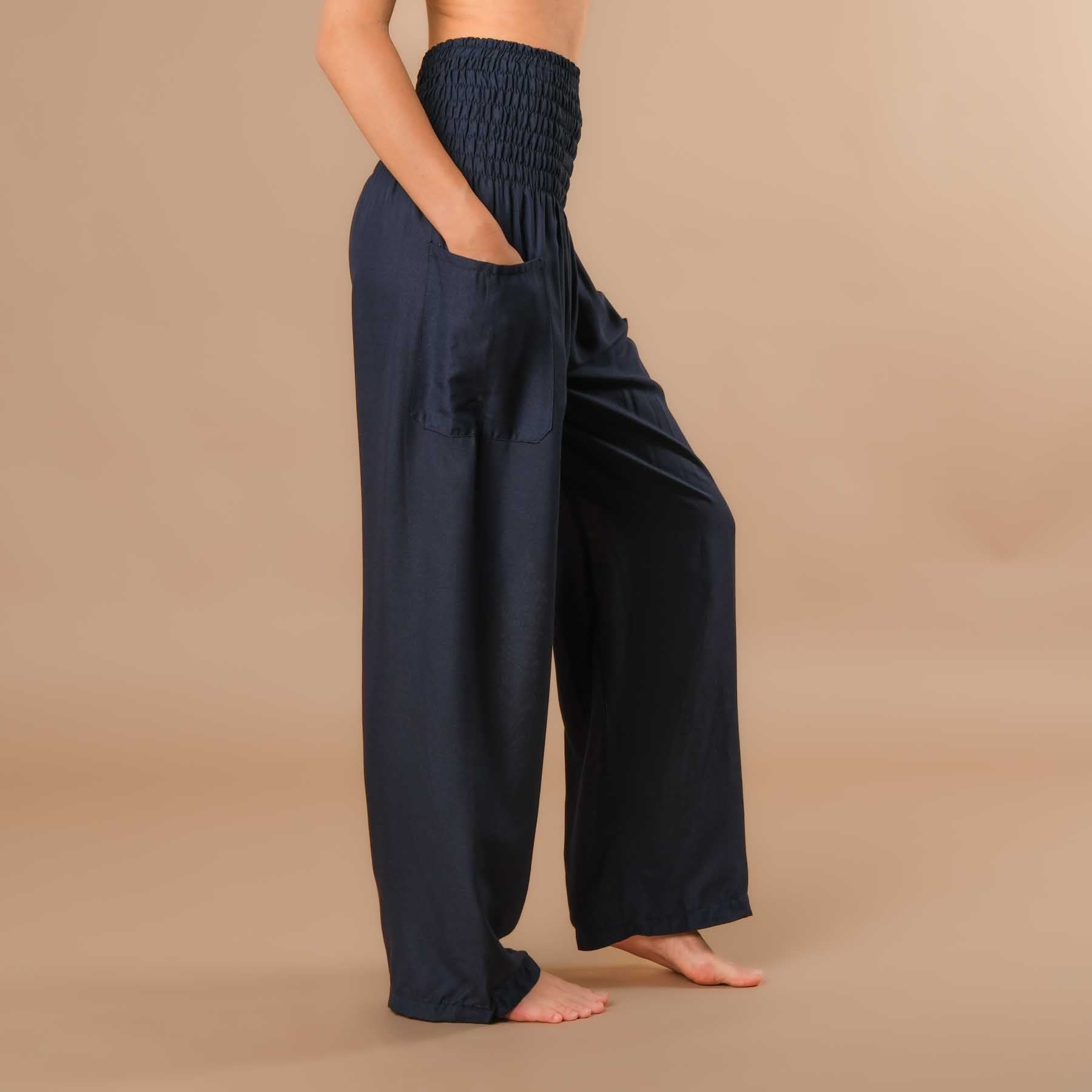 Pantalon d'été Palazzo uni navy