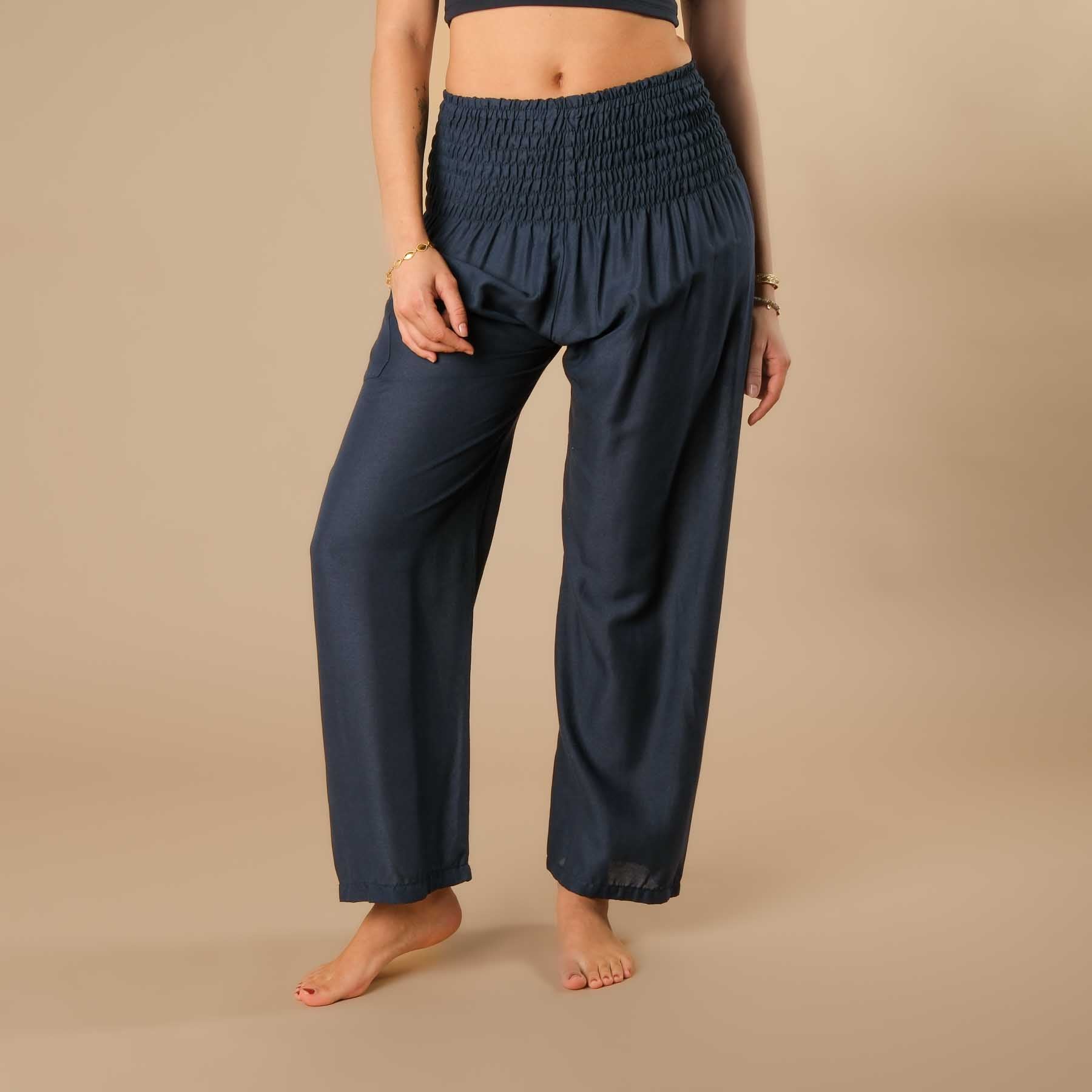 Pantalon d'été Palazzo uni navy