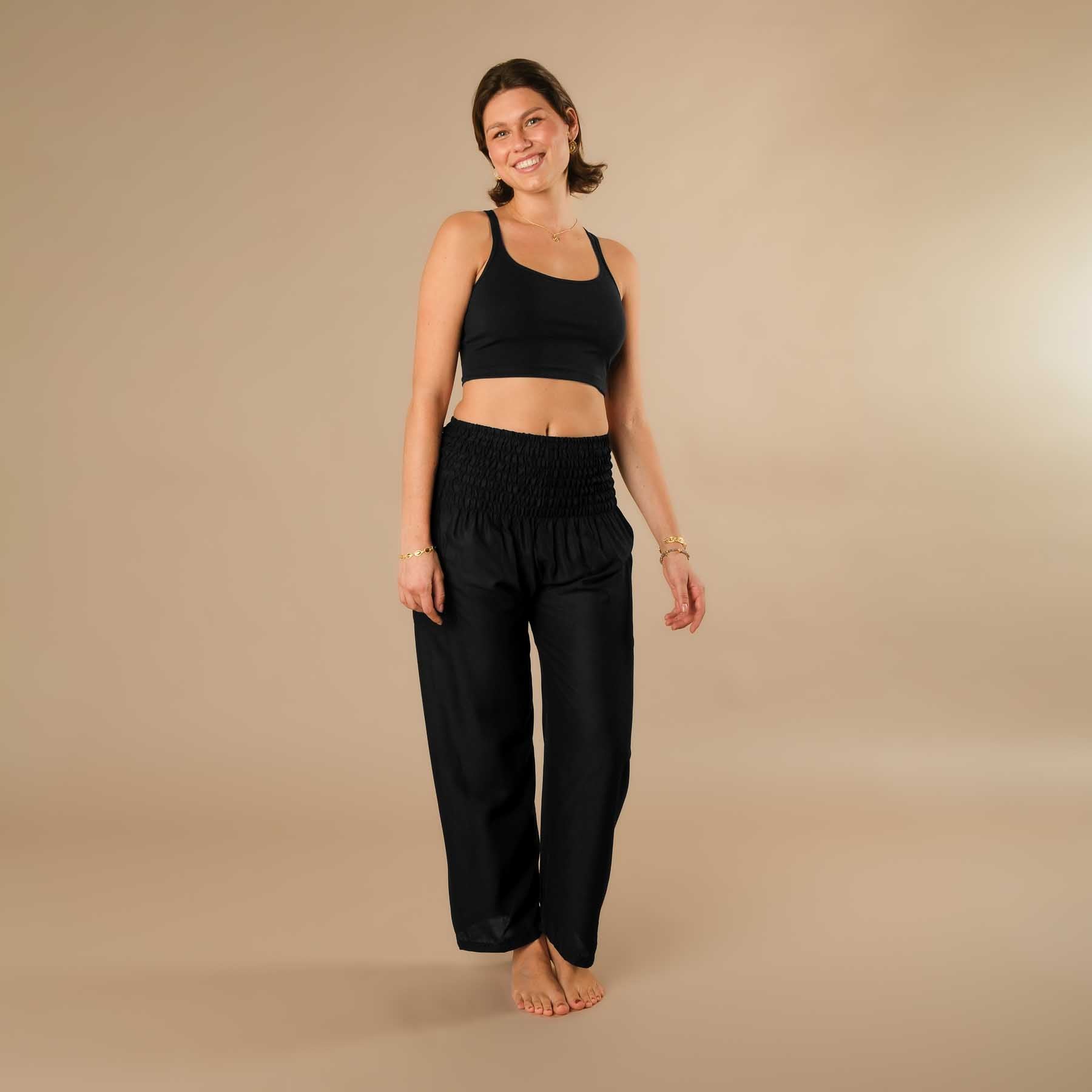 Pantalon d'été Palazzo uni noir