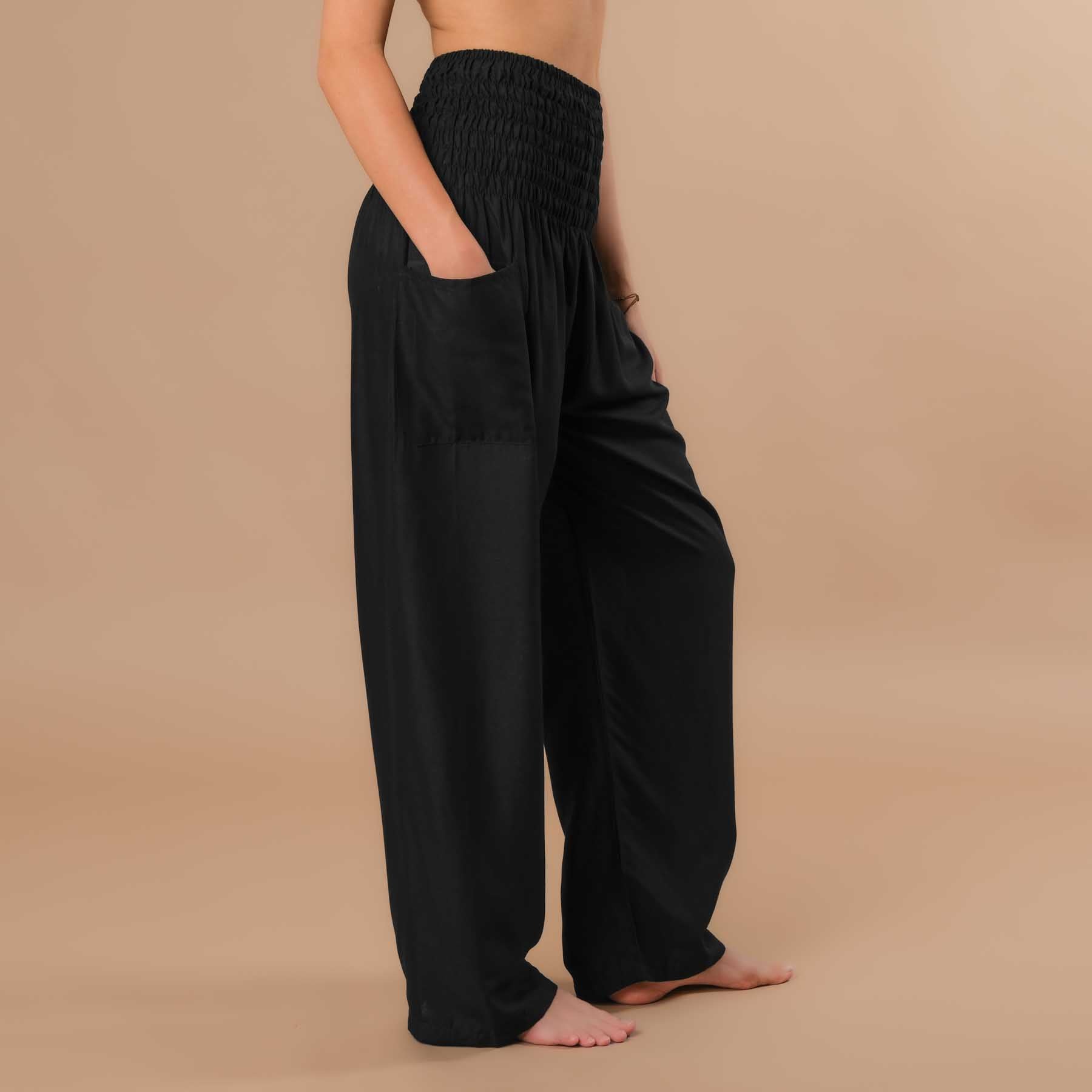 Pantalon d'été Palazzo uni noir
