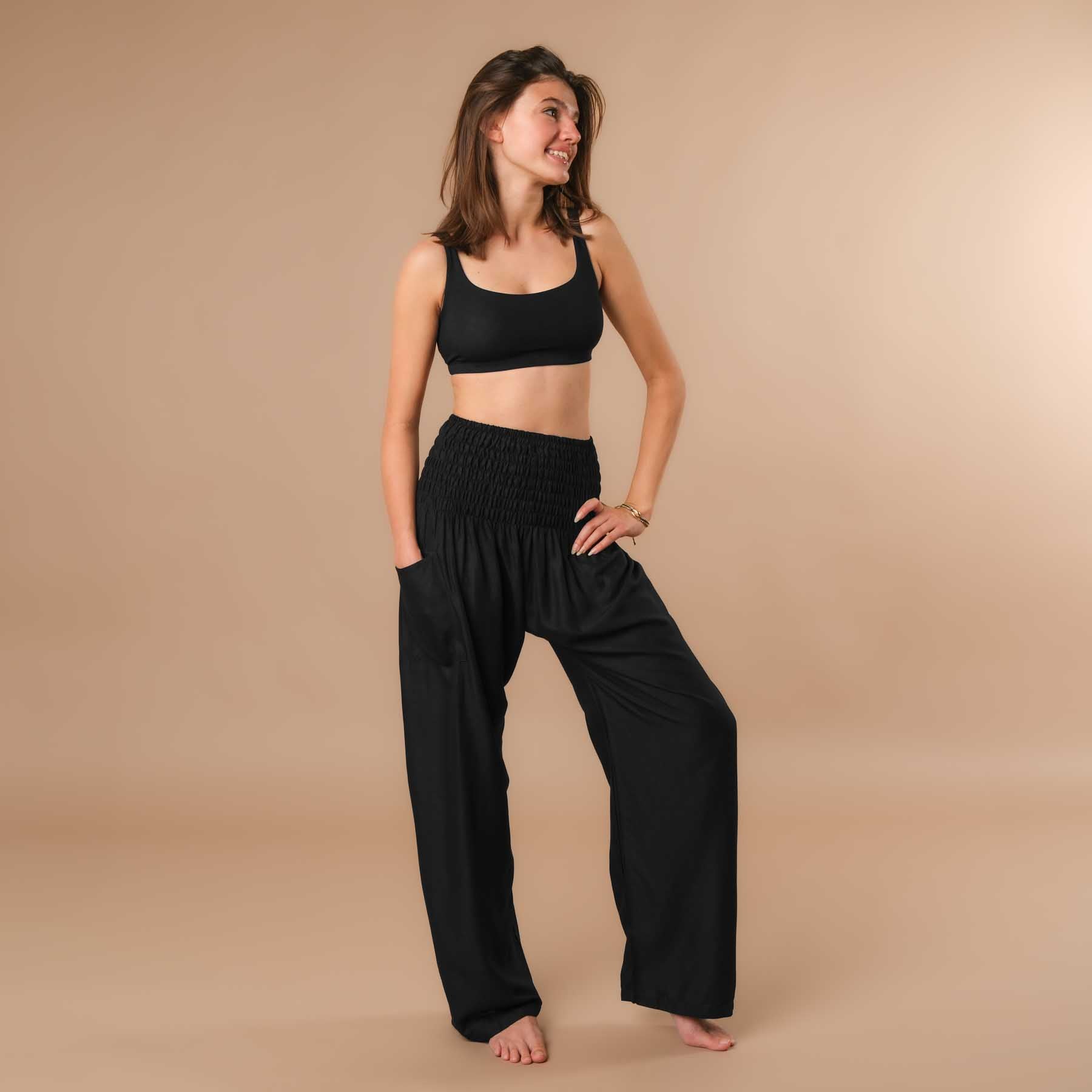 Pantalon d'été Palazzo uni noir