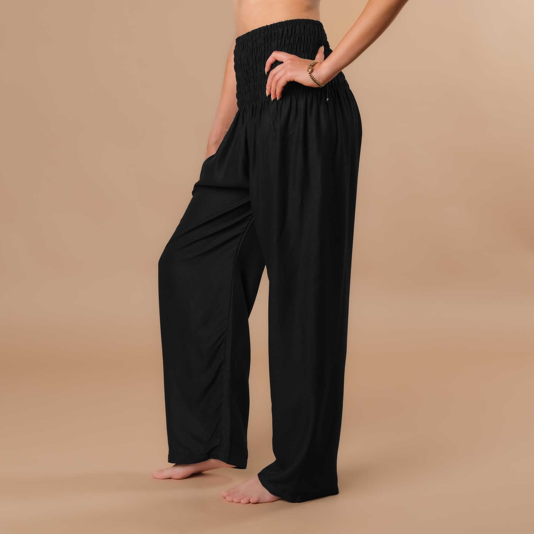 Pantalon d'été Palazzo uni noir