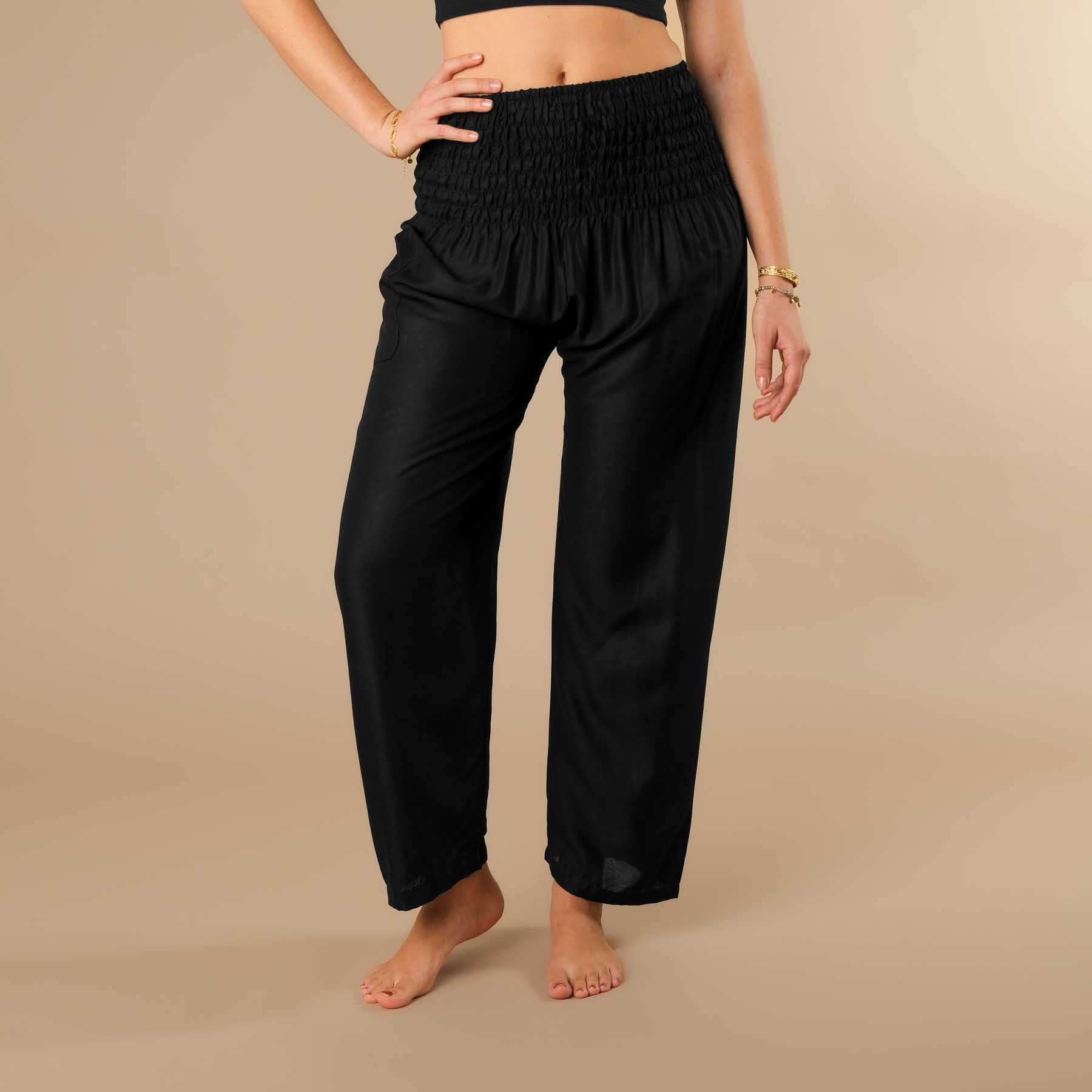 Pantalon d'été Palazzo uni noir