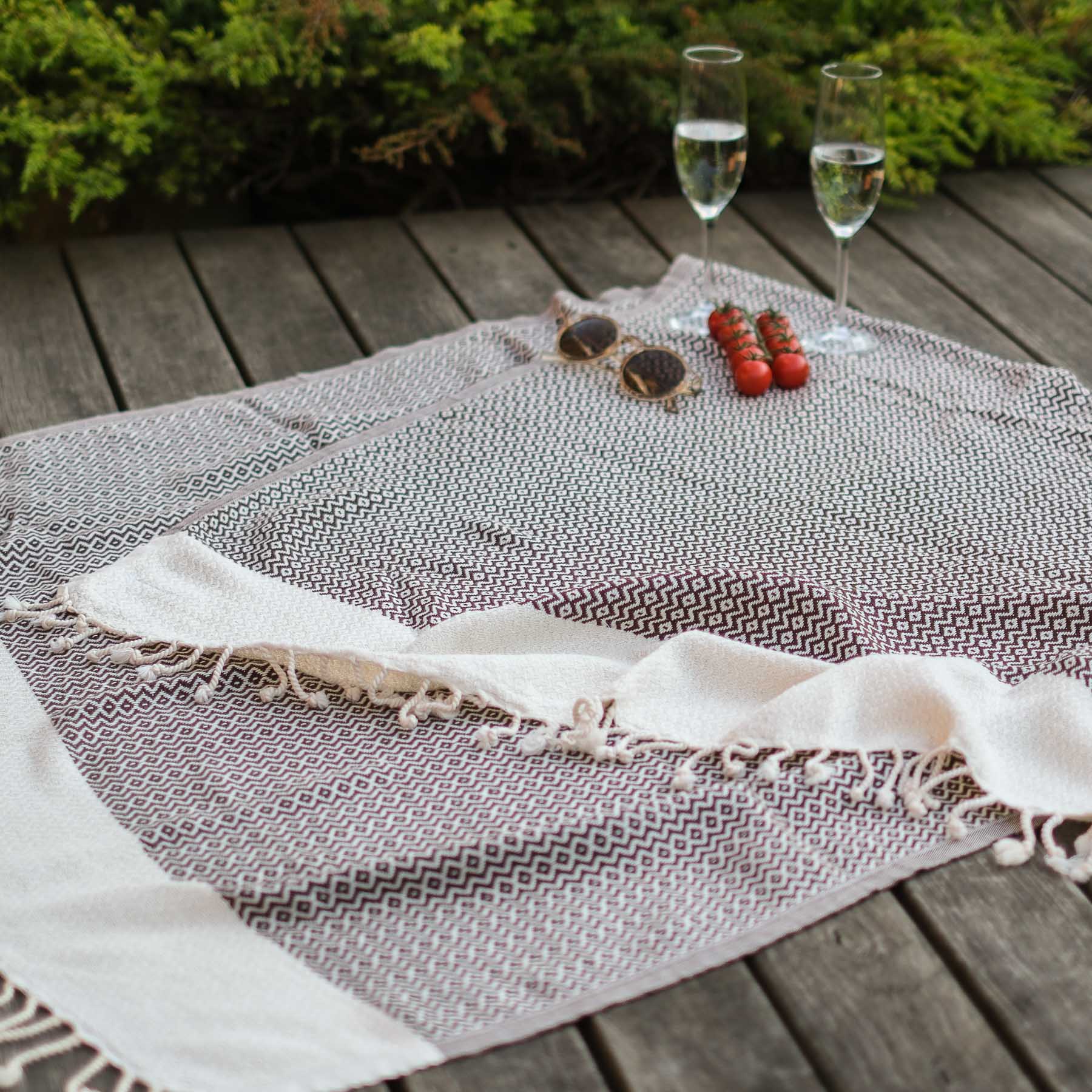 Pestemal Strandtuch Hamamtuch Calm braun