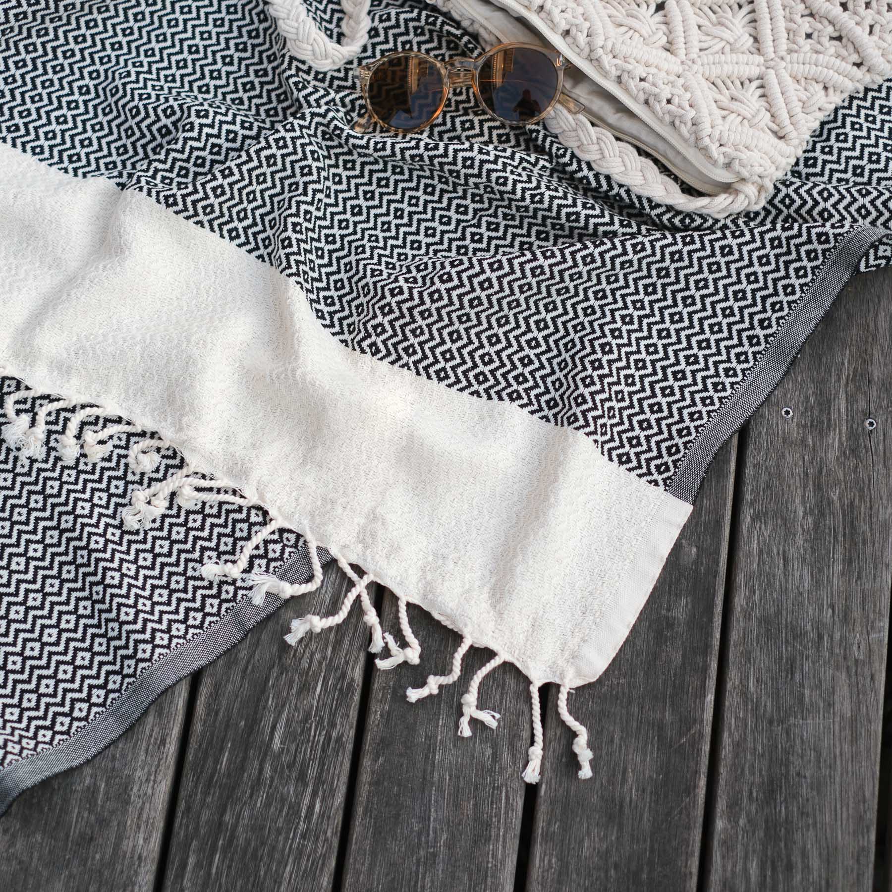 Pestemal Strandtuch Hamamtuch Calm schwarz