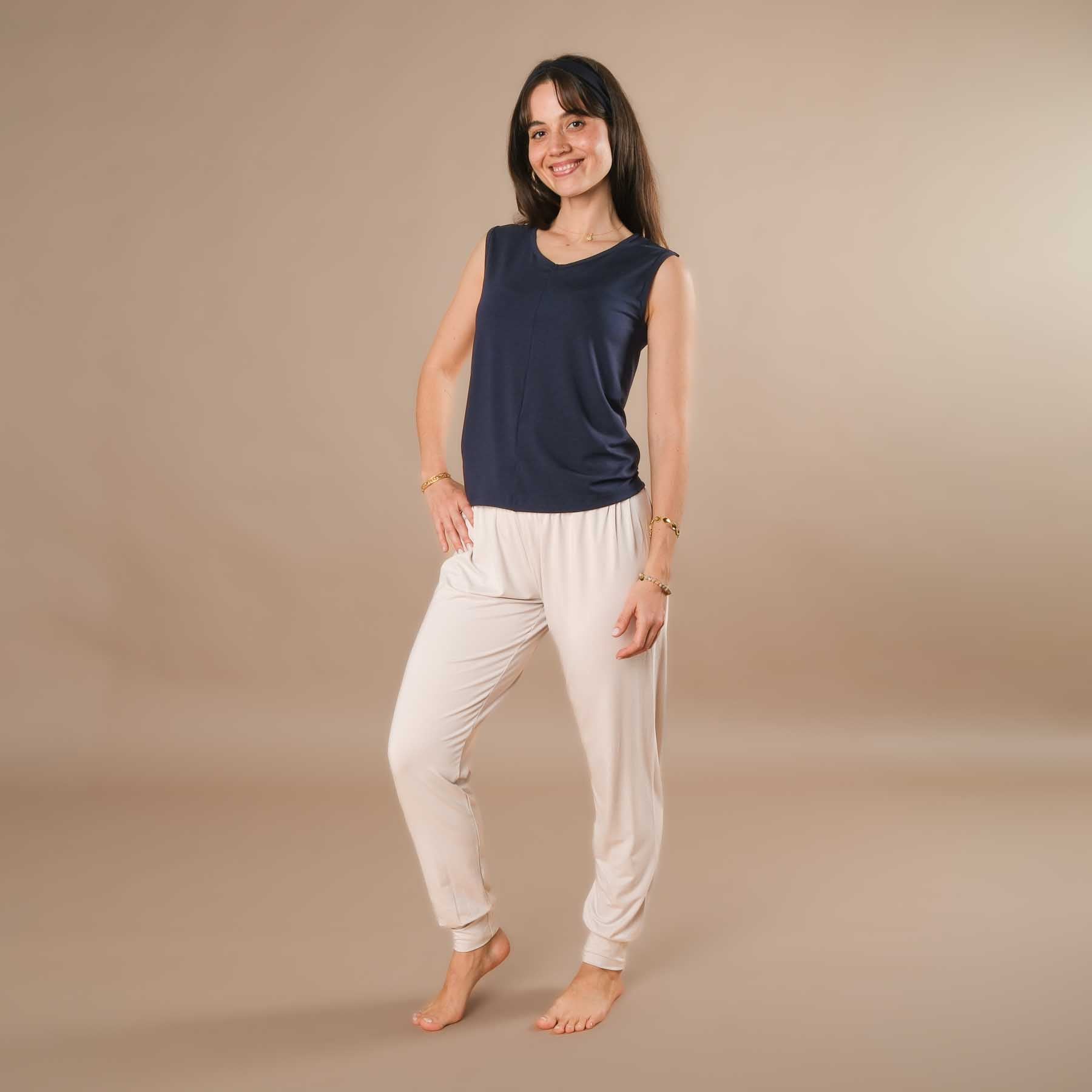 Canotta con scollo a V Classy Swiss made blu navy