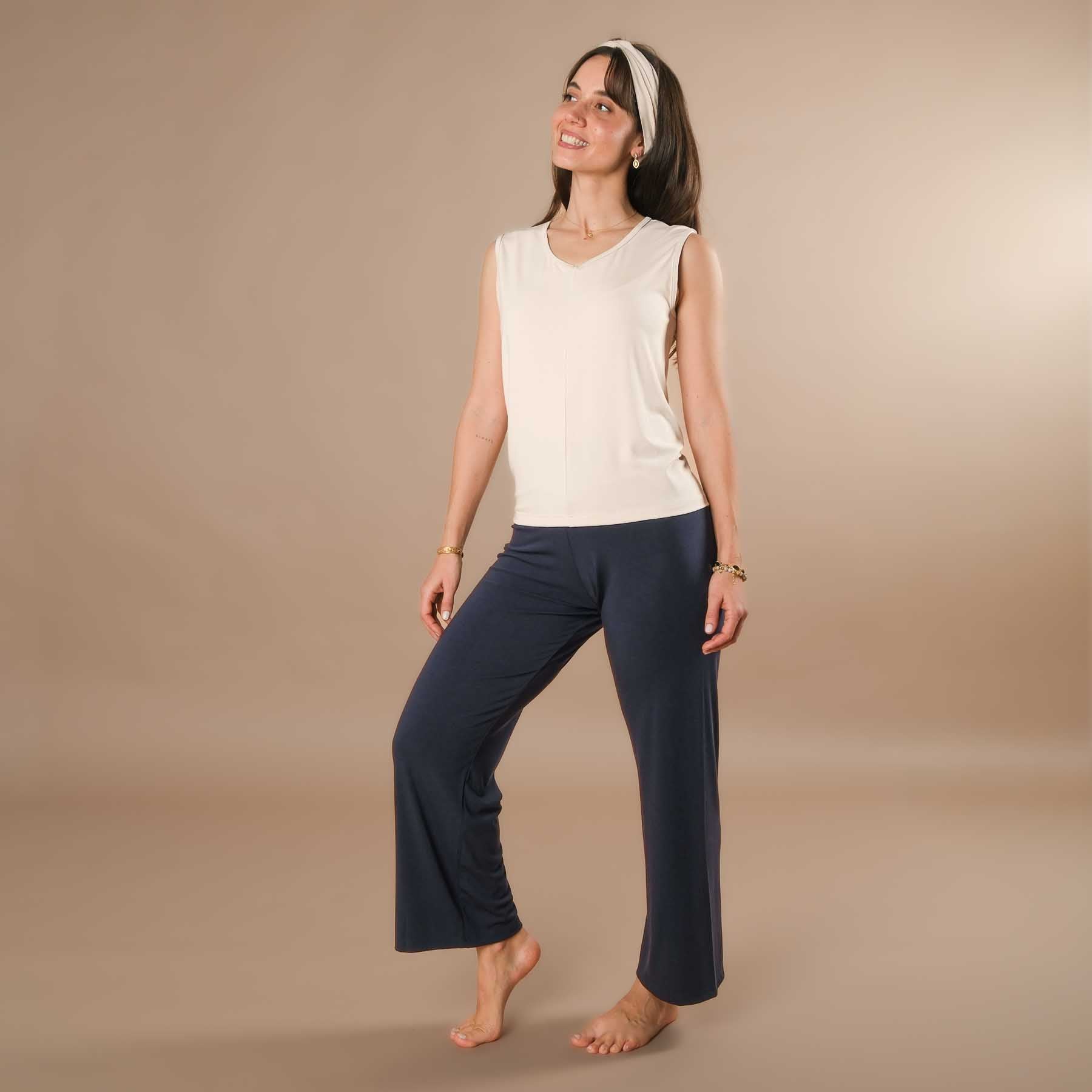 Canotta con scollo a V Classy Swiss made color sabbia